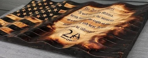 2nd amendment flag wavy wood flag Wooden American Flag Burned Personalized Gift