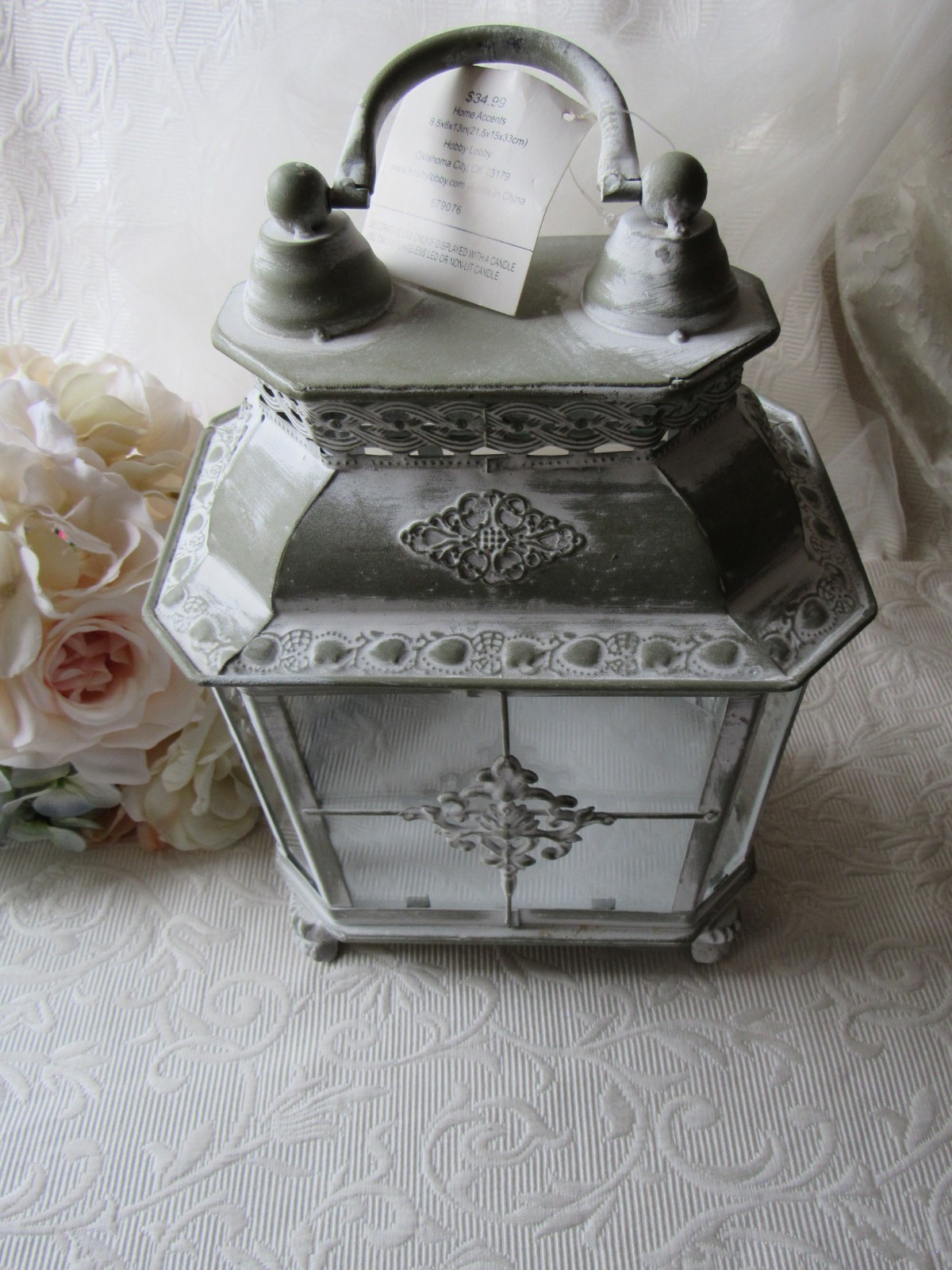Lantern,Whitewashed Decor,Sage,Patina,Green Decor,centerpiece,Easter,Boho,NEW