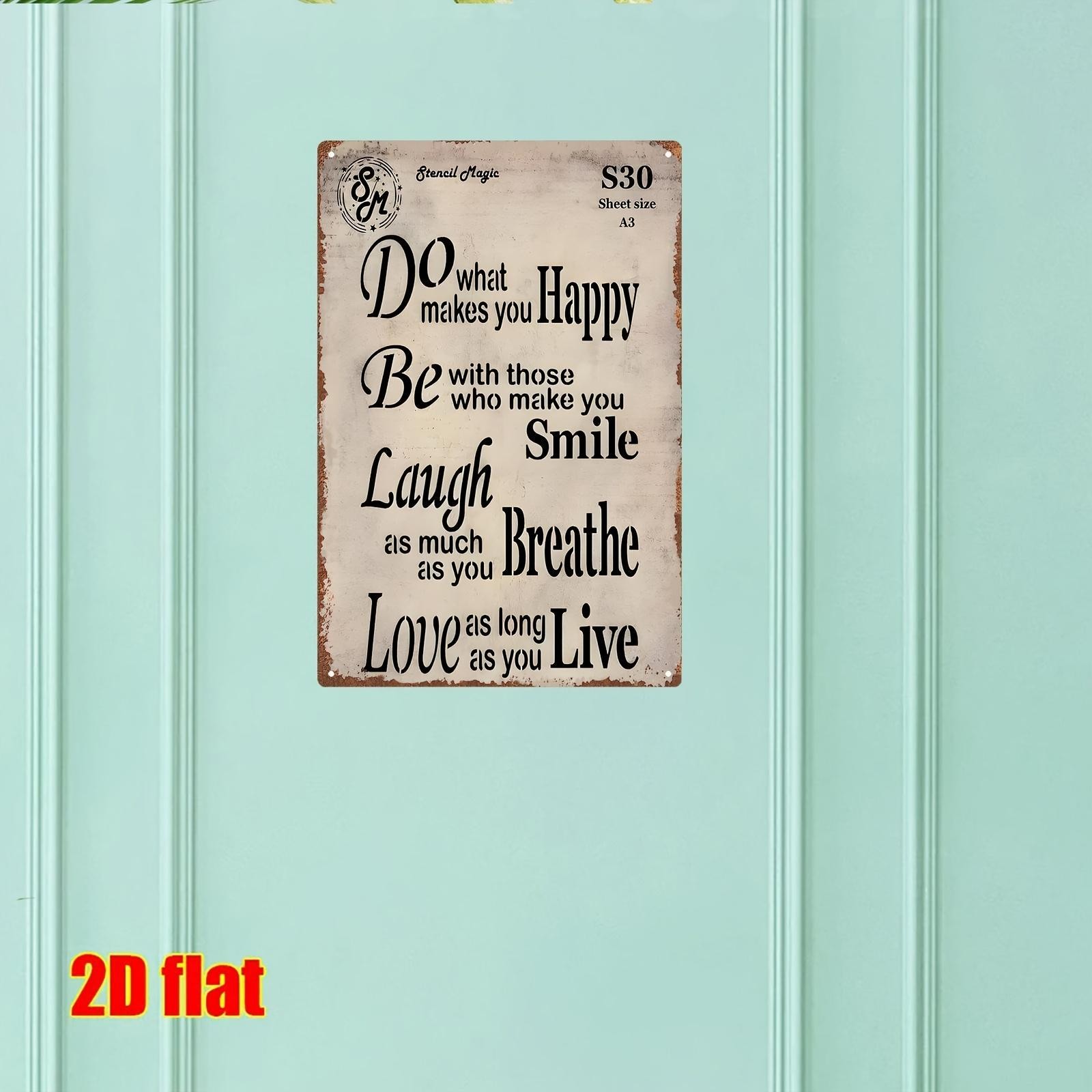 2D Vintage Metal Sign Black White 20x30cm