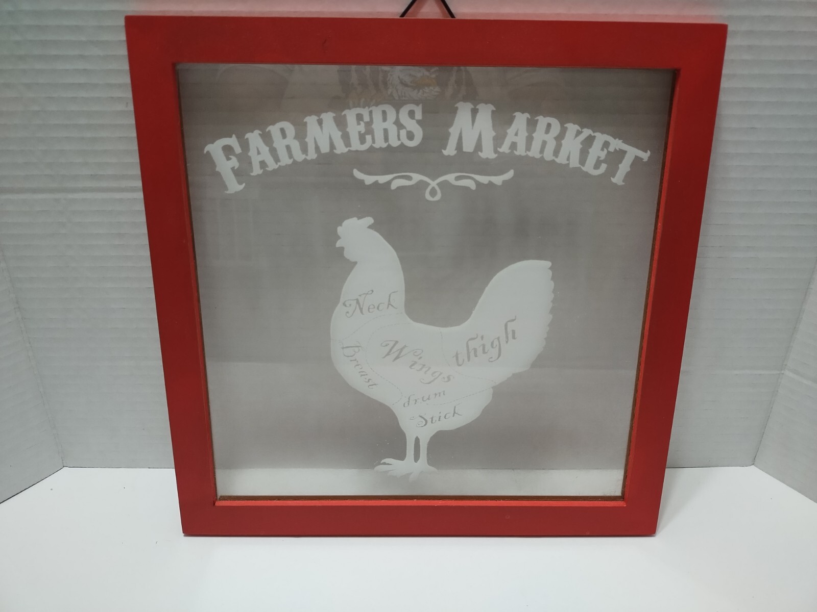 Farmhouse Wall Decor Red Chicken Farmers Market Kitchen Clear Plastic READ