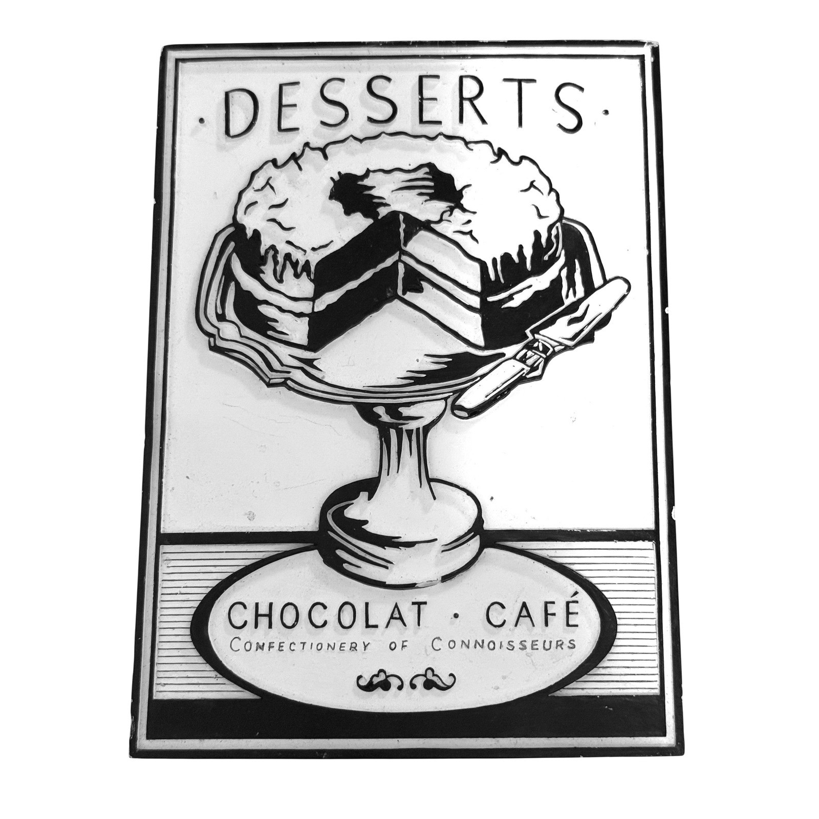 Vintage French Cafe Desserts Chocolat Cafe Cake Wall Plaque Black White Decor