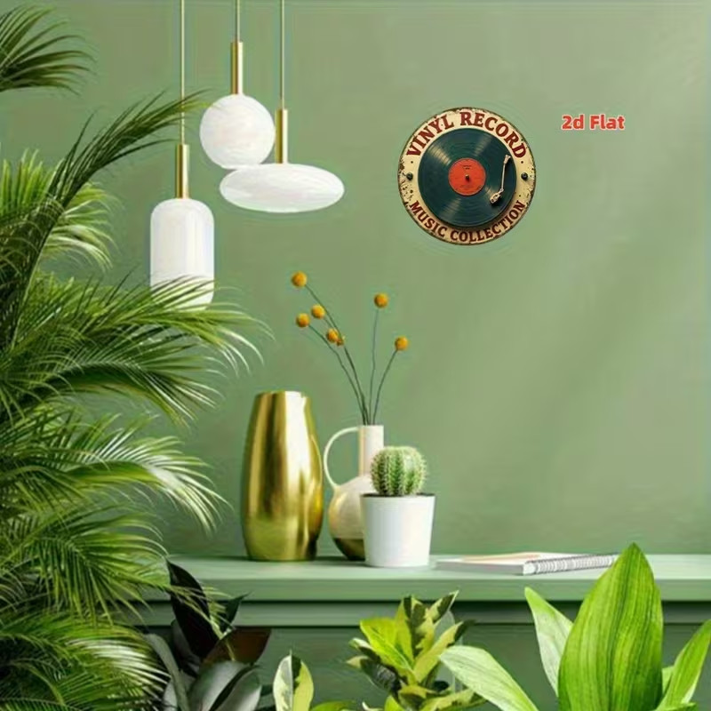 Flat Vintage Vinyl Record Wall Decoration Retro LP 2D metal Music Lovers Sign