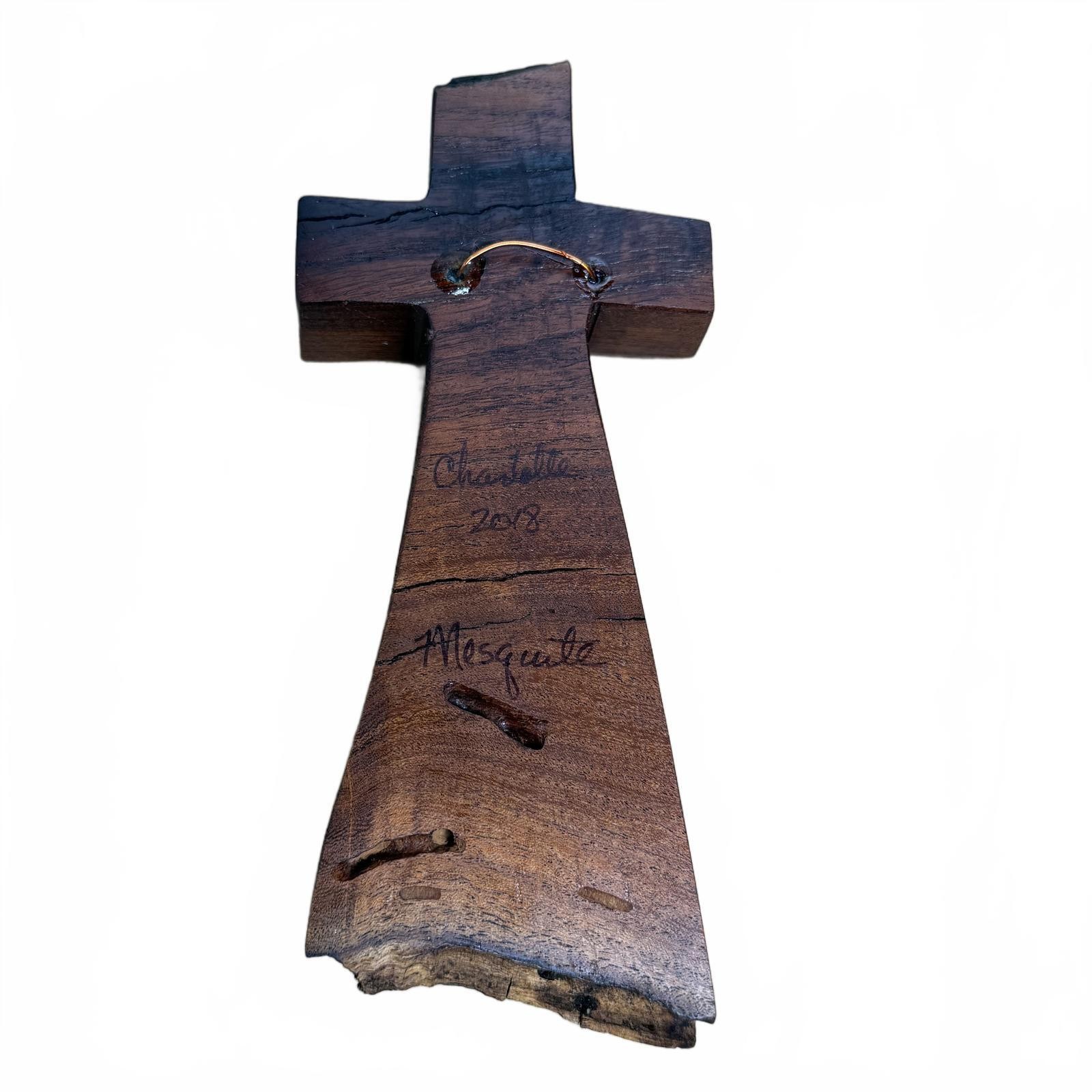 Handcrafted Mesquite Wood Wall Cross Rustic Western Christian Natural Home Decor
