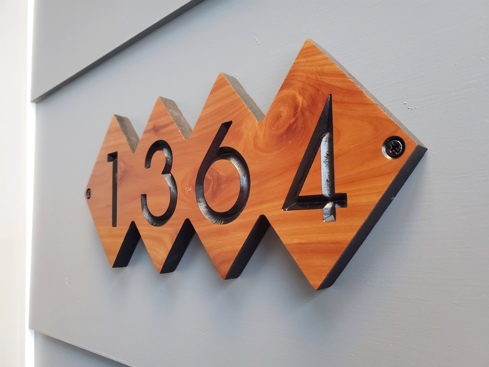 Custom House Address Sign Mid Century Modern Home Number Plaque Outdoor Wood MCM
