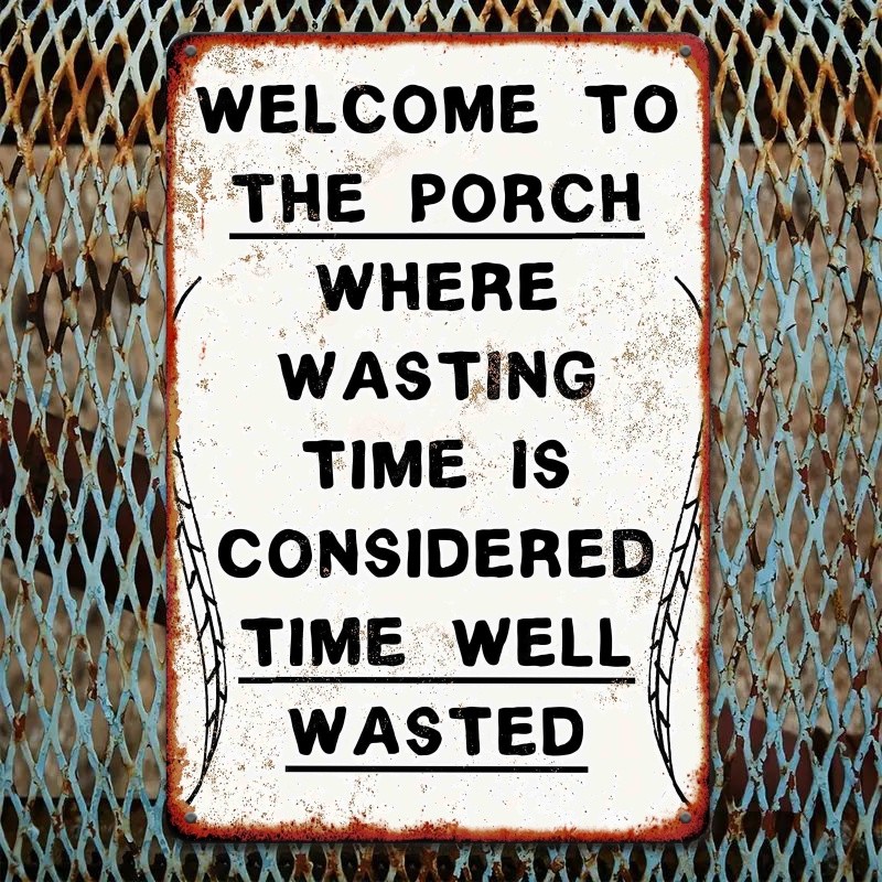 Vintage Iron Porch Sign, 8×12″ Metal Tin Wall Plaque – Rustic Home Decor