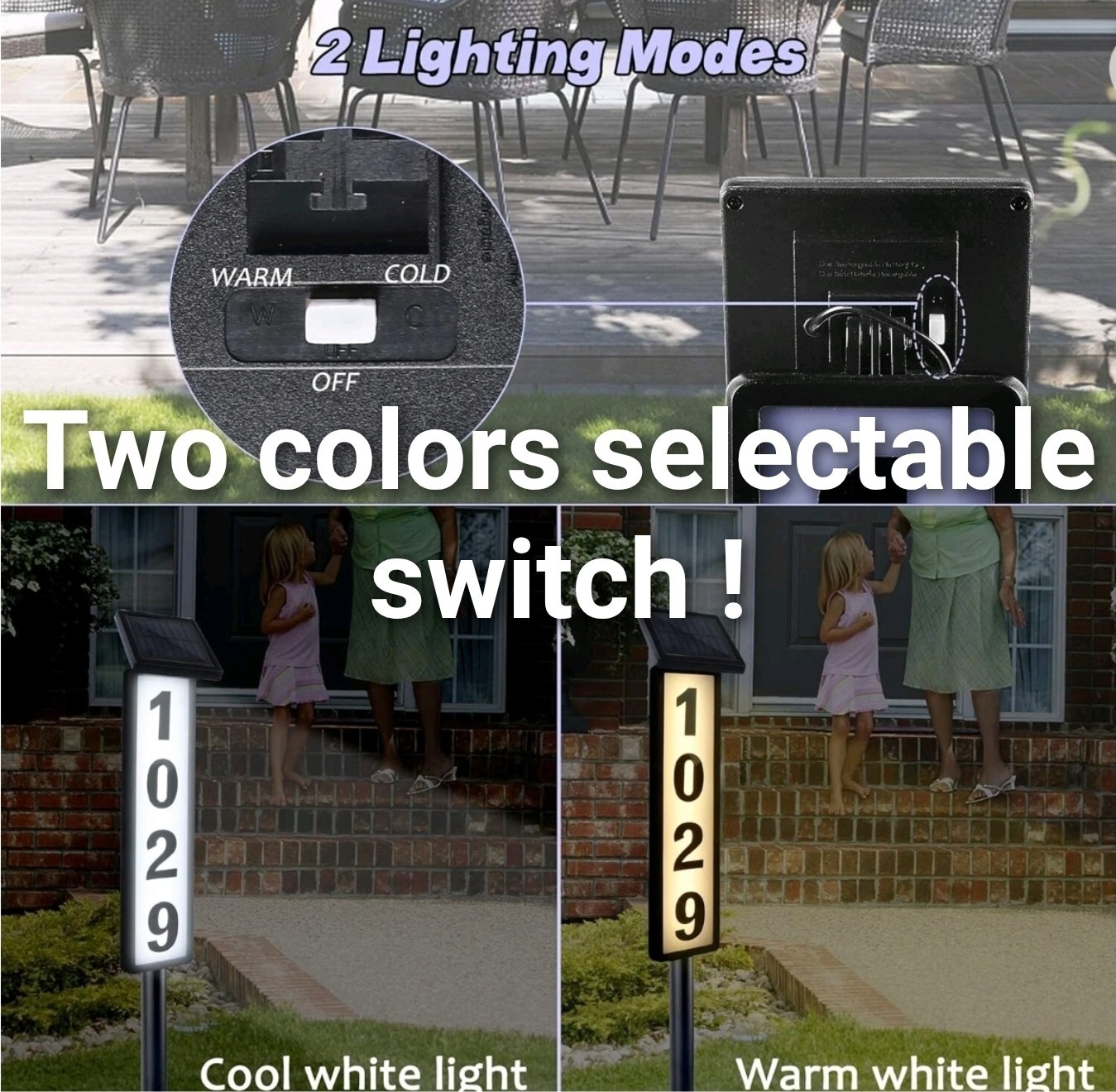 House Numbers Solar Powered LED Address Sign Light On Stick for Best Visibility!