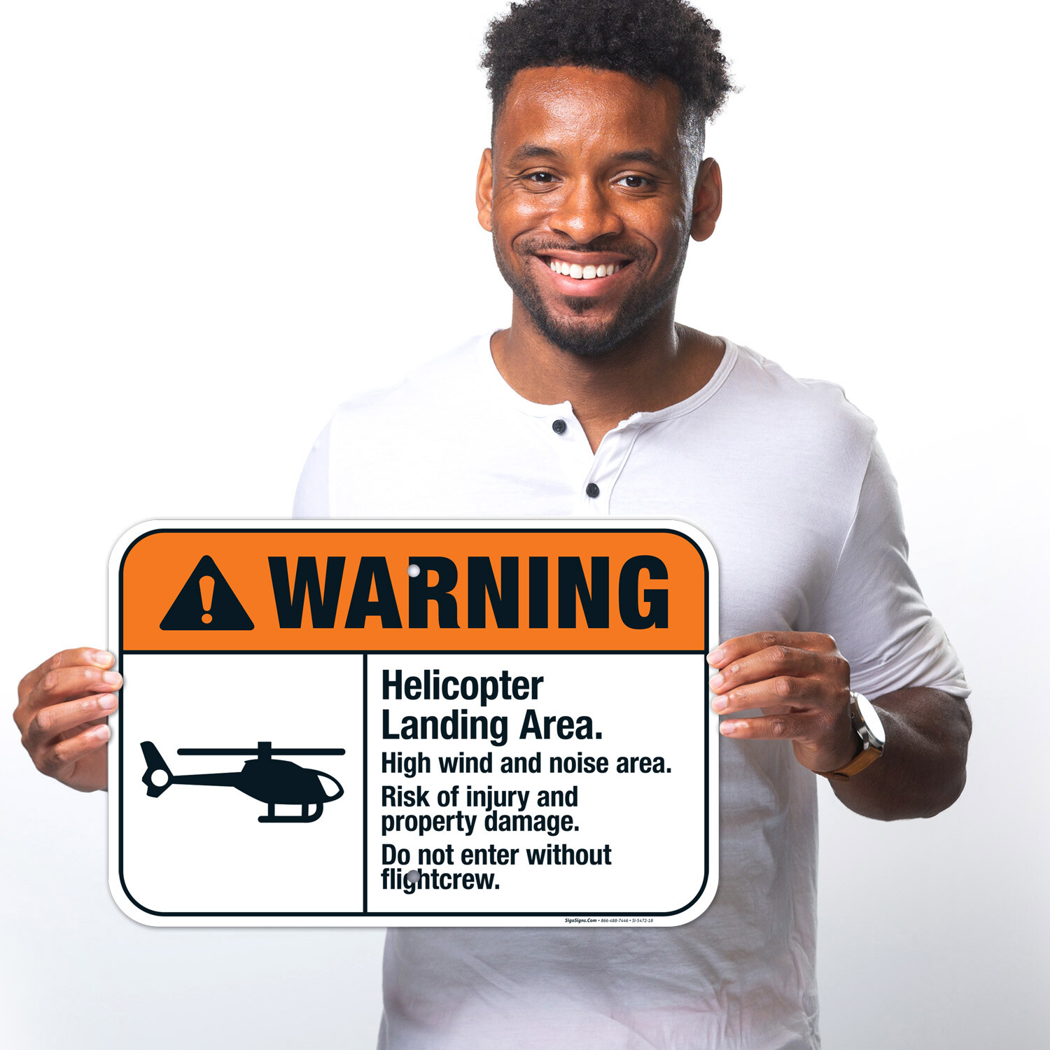 Helicopter Landing Area Sign, ANSI Warning Sign,