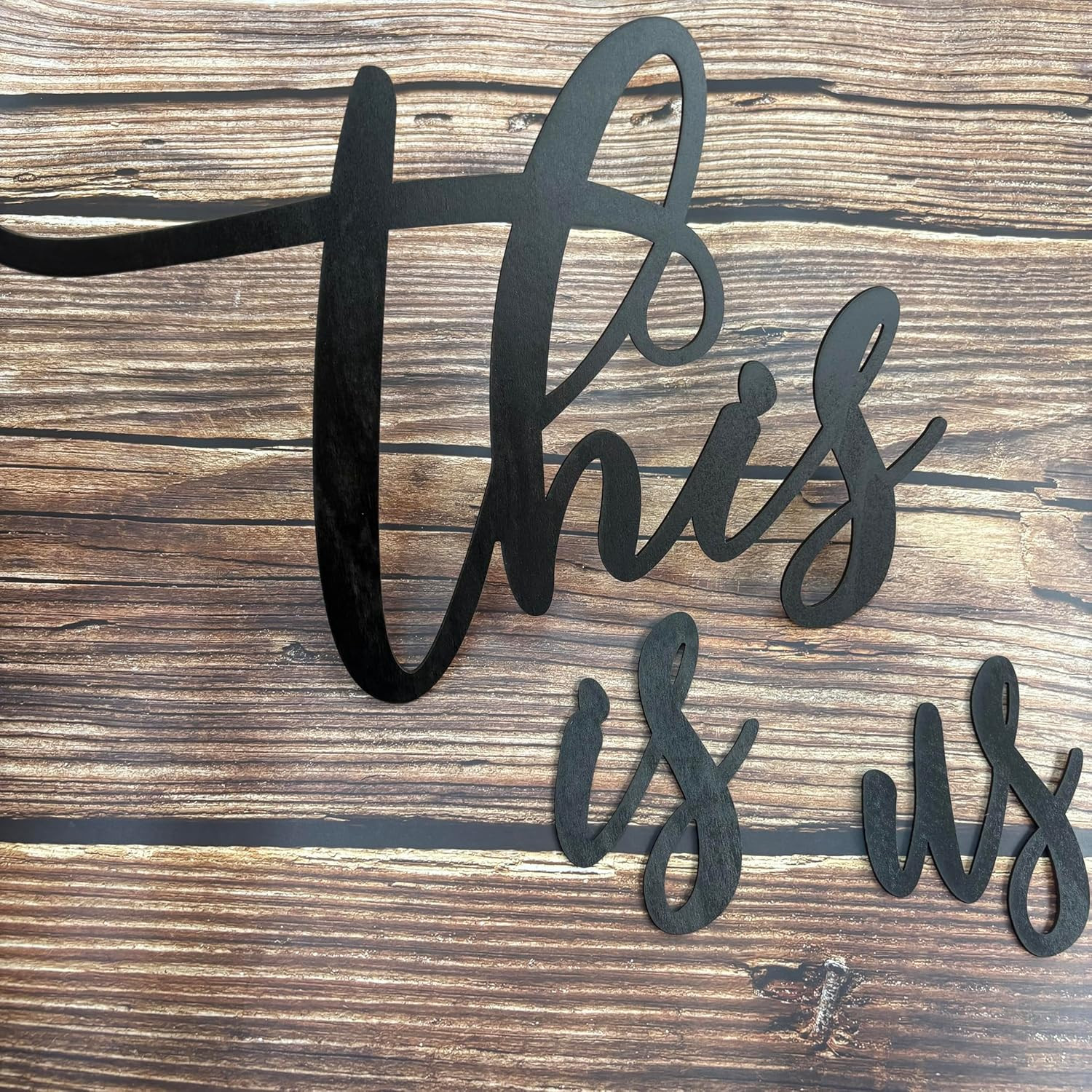 Black Wooden This Is Us Sign for Family Wall Plaques, Farmhouse Entryway Decorat