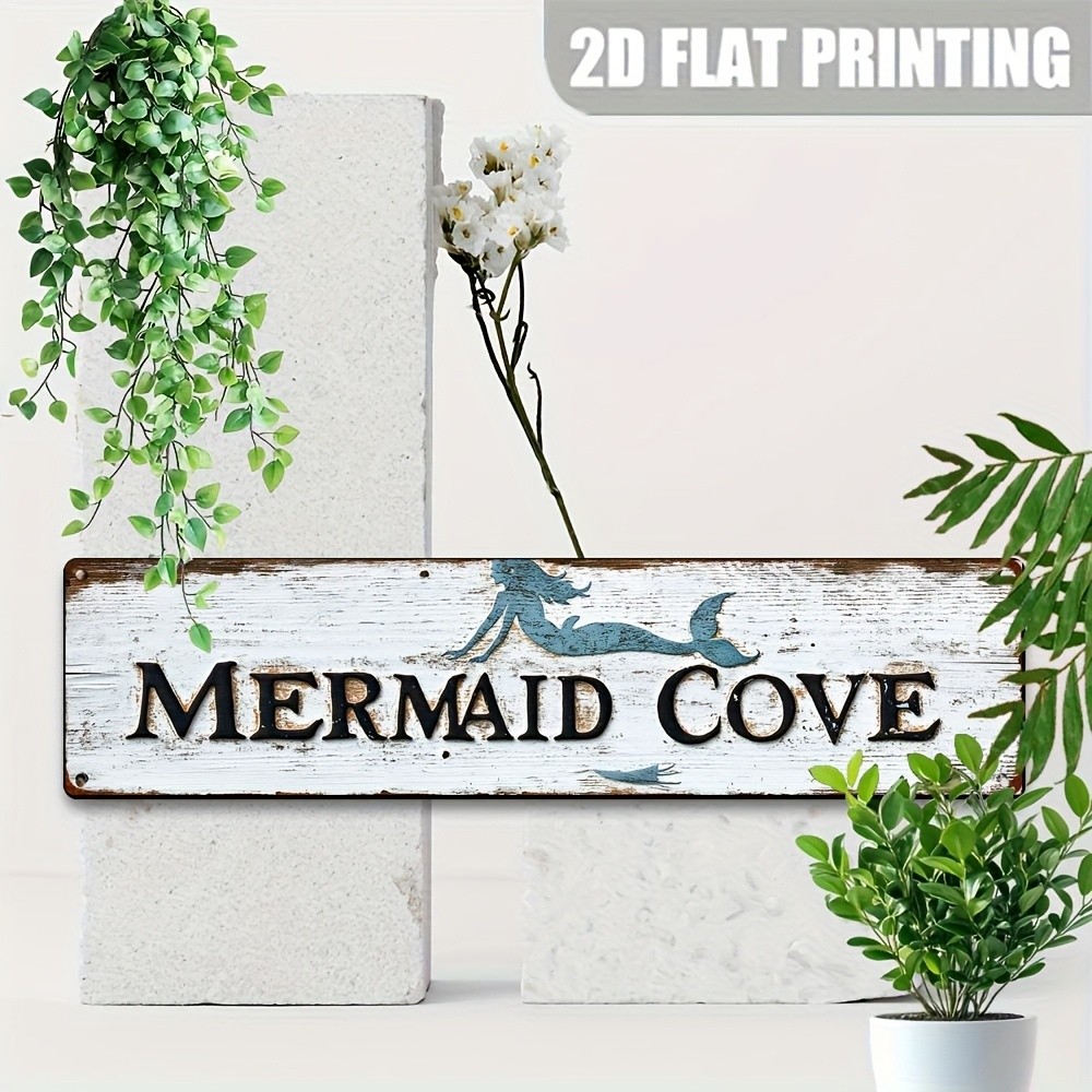 Mermaid Cove Vintage Metal Sign 10x40cm Wall Decor