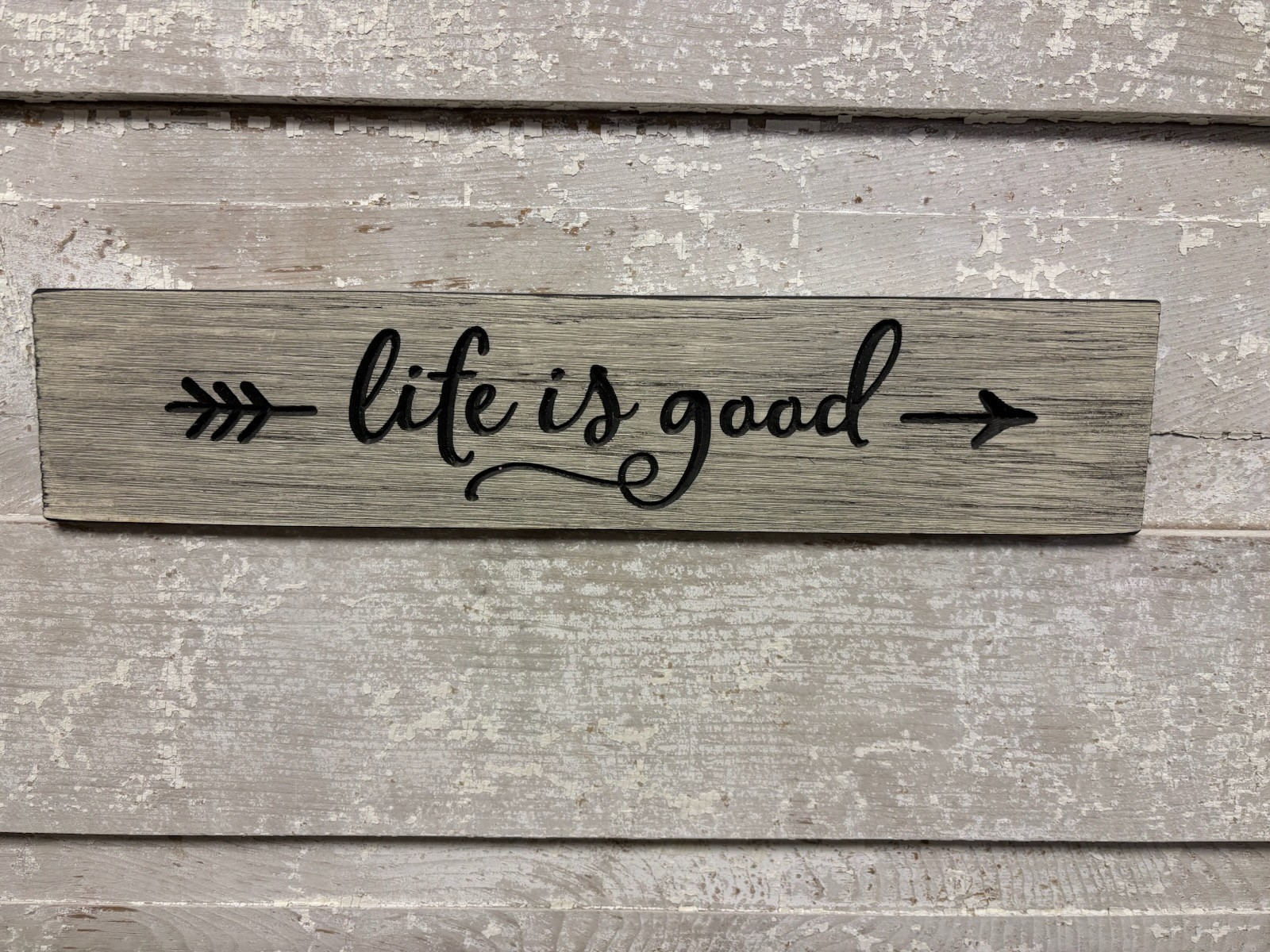New Rustic Farmhouse LIFE IS GOOD SIGN Carved Hanging Wood 16″