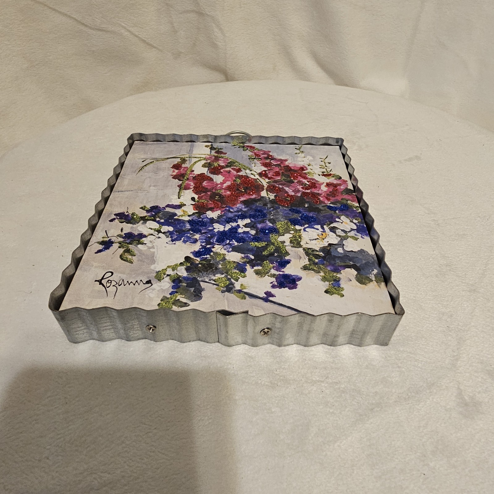 The Round Top Collection Flowers Print 6x6x1 Summertime Wall Decor