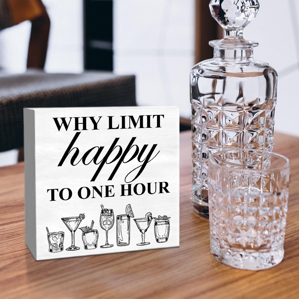 Bar Decor Wooden Box Sign, Home Kitchen Dining Room Drinking Bar Table Decor …