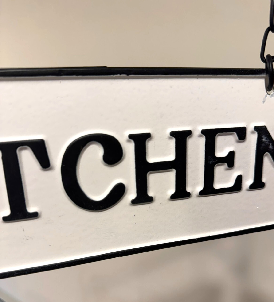 Black White Farmhouse DOUBLE SIDE Enamel Metal KITCHEN SIGN Wall Hanging Bracket
