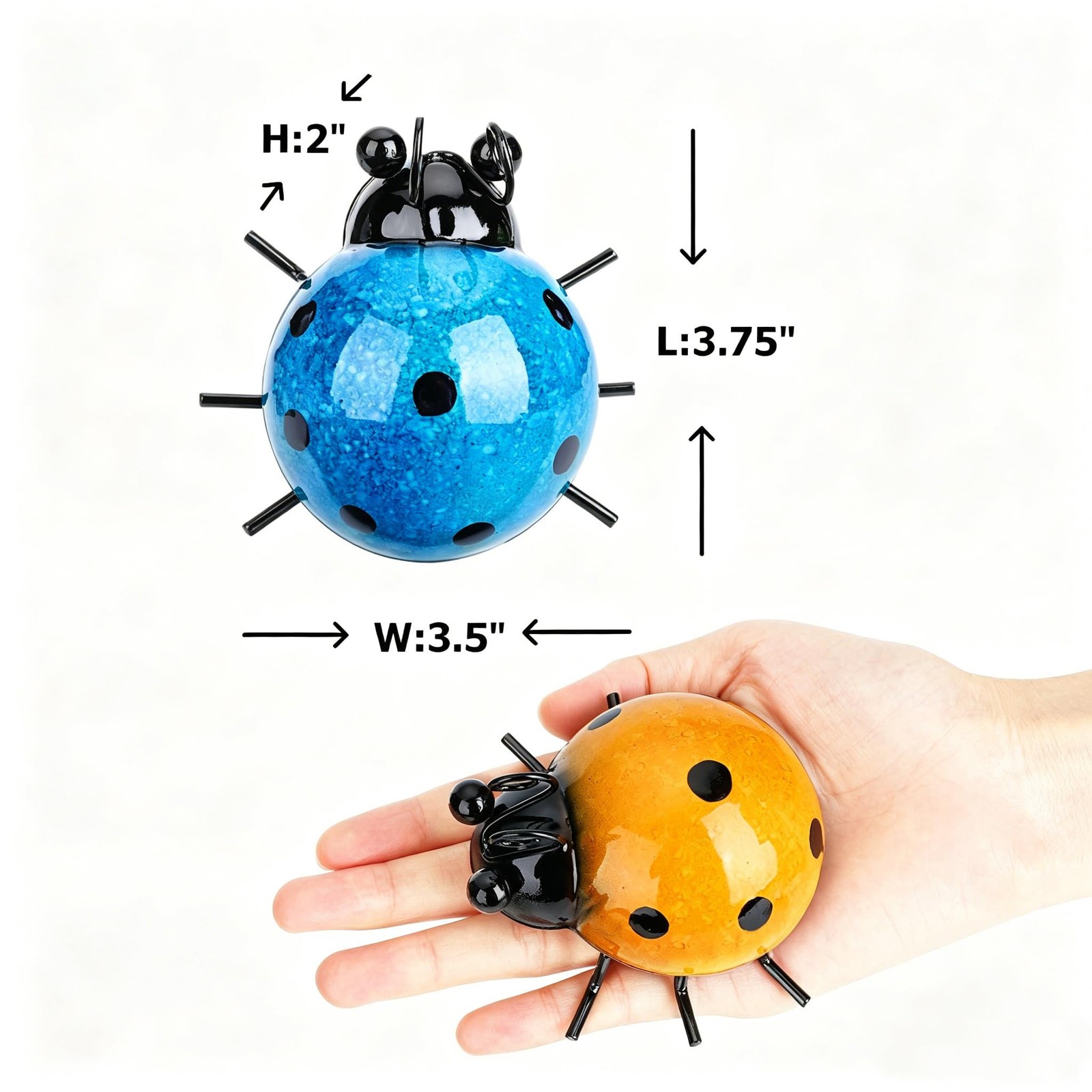 Metal Garden Wall Art Set of 4 Cute Ladybug Outdoor Sculptures