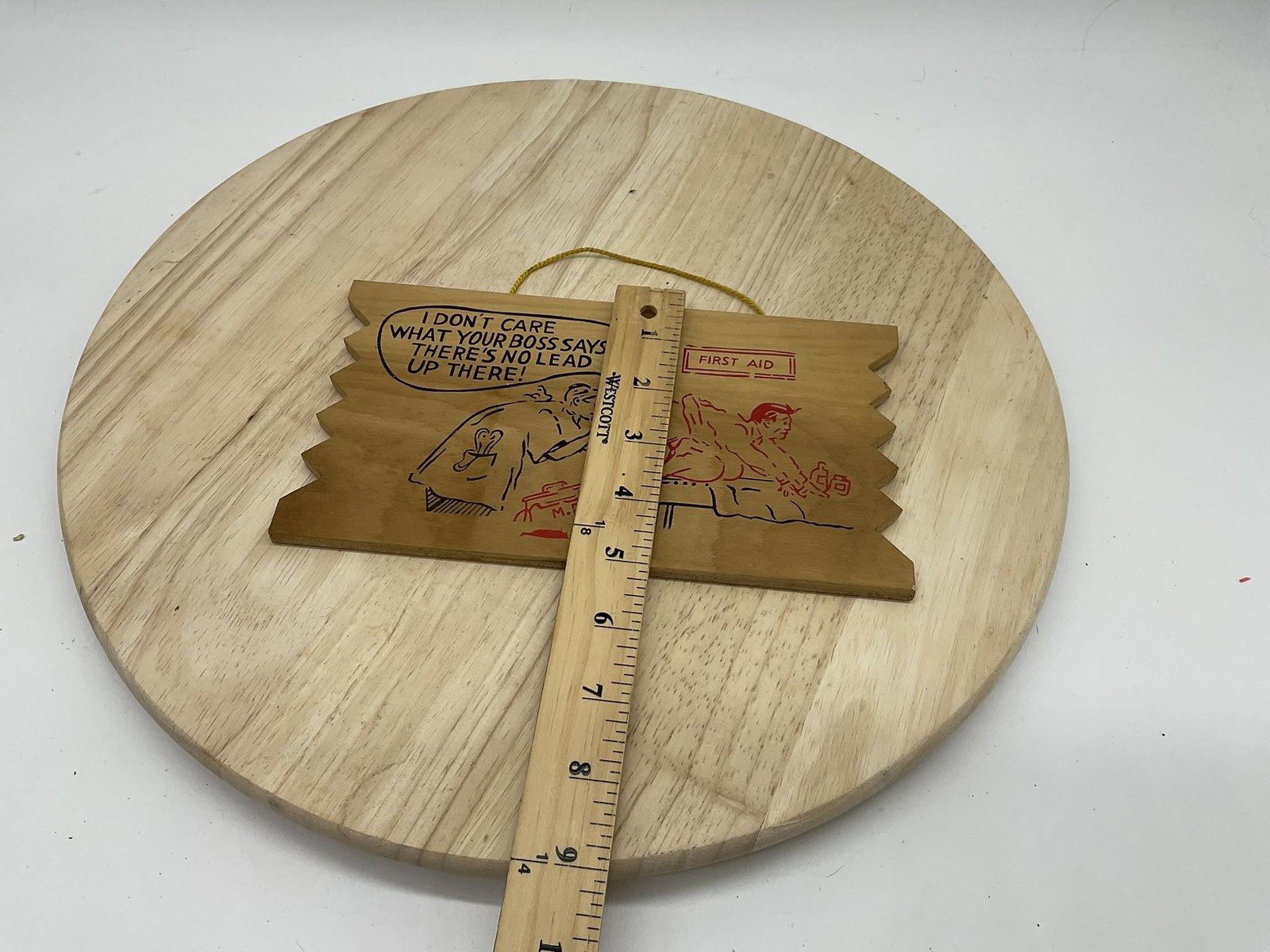 Vintage Adult Humor Doctor First Aid Wood Wall Plaque Small Brown Retro Decor