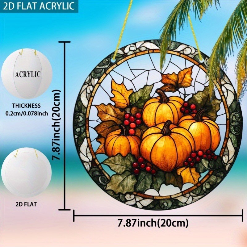 Bohemian Autumn Harvest Sun Catcher 8*8in Round Acrylic Decor Gifts Halloween