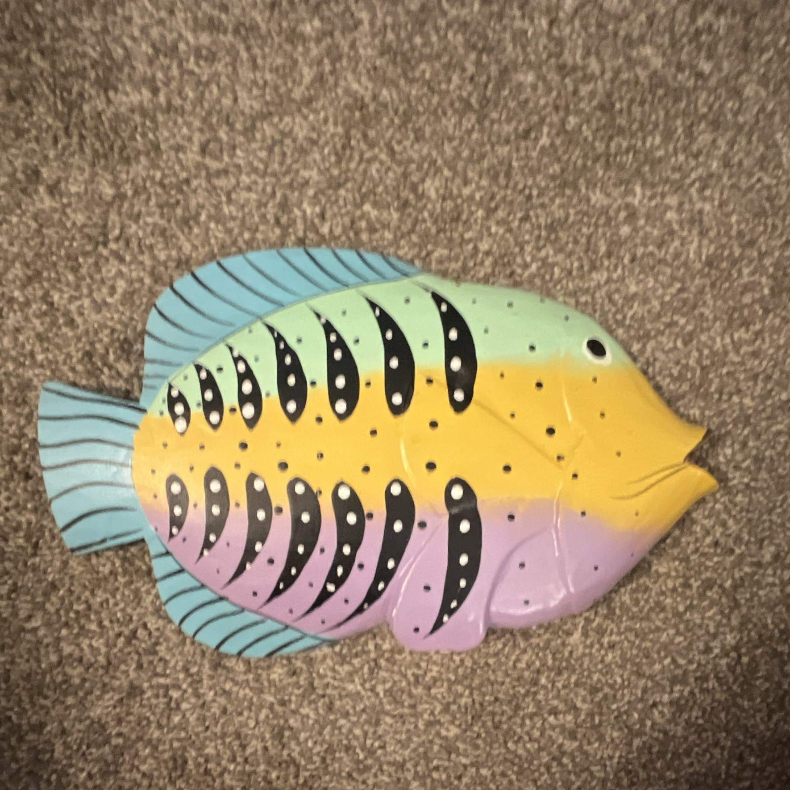 Multicolor Fish-Shaped Wood Wall Plaque, Painted Horizontal Hanging Decor