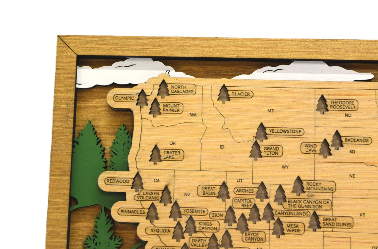 Handmade Wood National Parks Travel Map