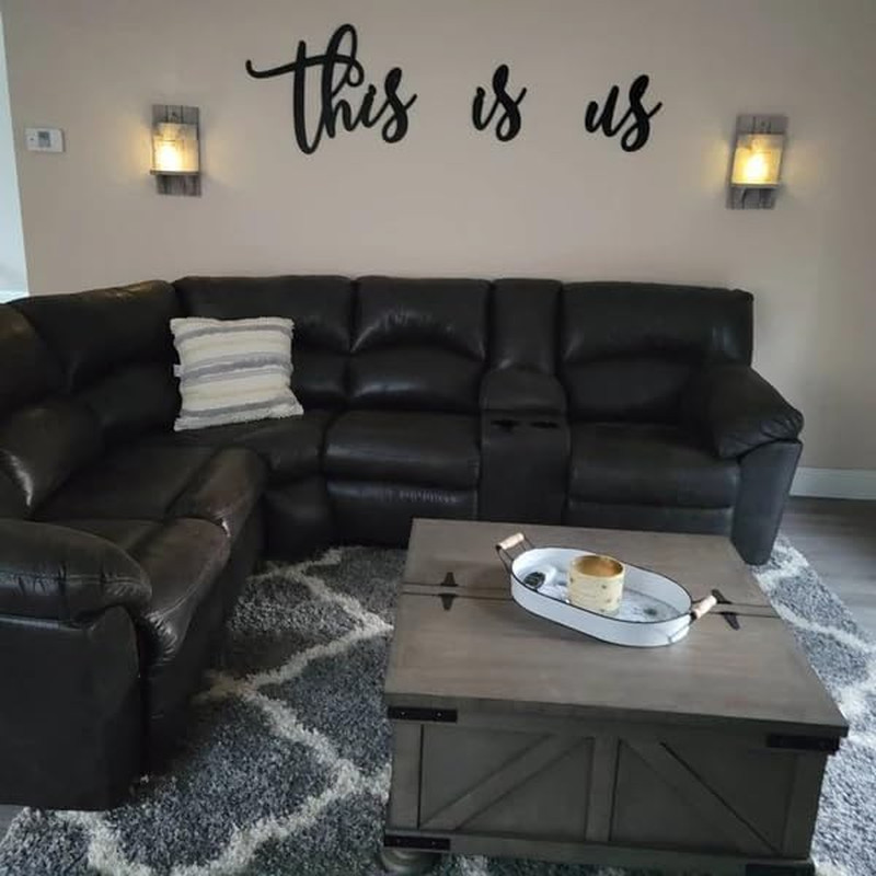 Black Wooden This Is Us Sign for Family Wall Plaques, Farmhouse Entryway Decorat