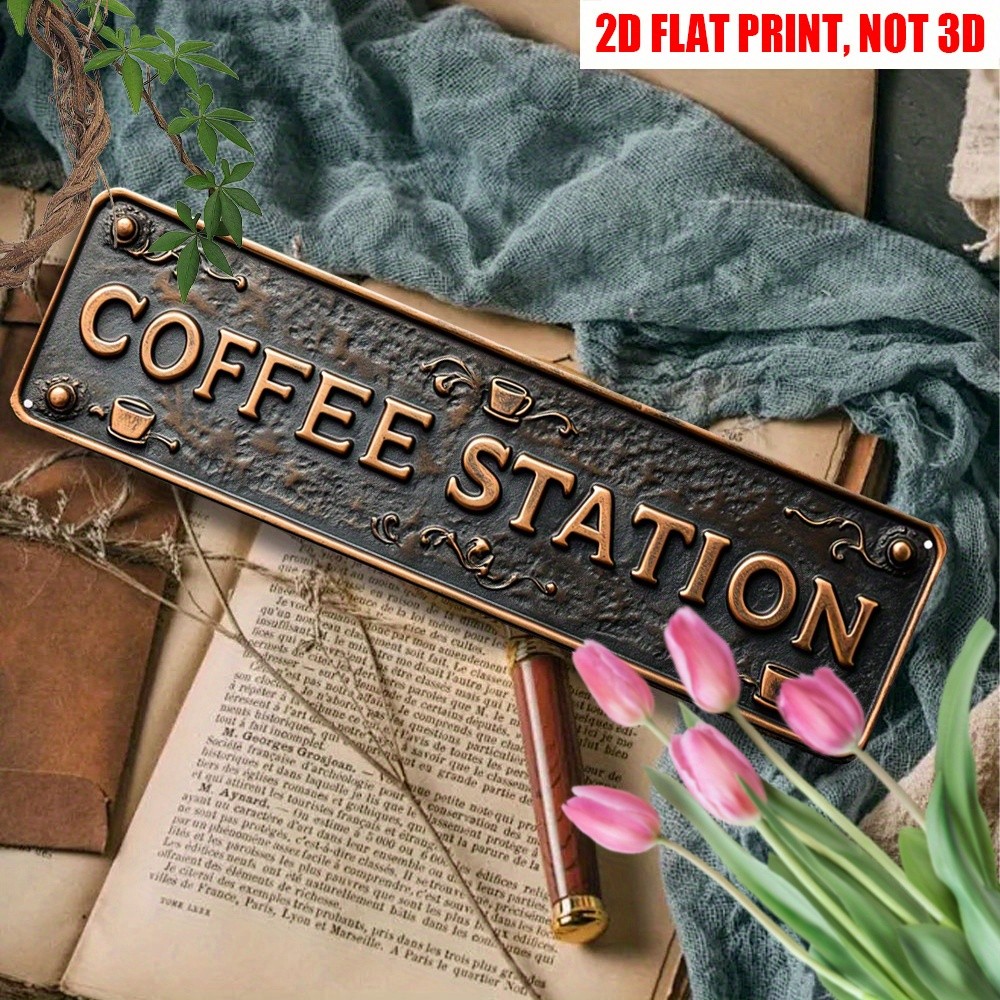 Vintage Coffee Station Metal Sign Retro Coffee Bar Home Cafe Decor Kitchen Gift