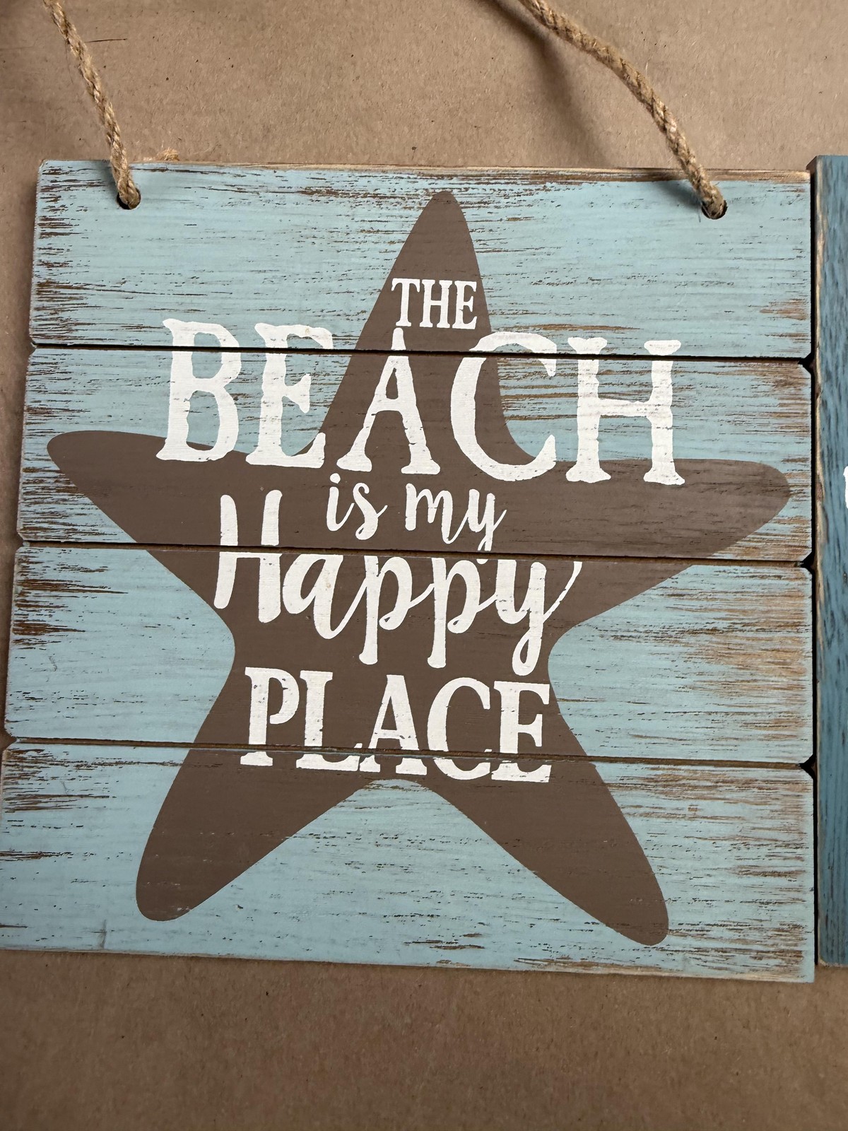 Set Of 2 Beach Sea Coastal Hanging Wood Wall Signs Nautical Decor Plaques