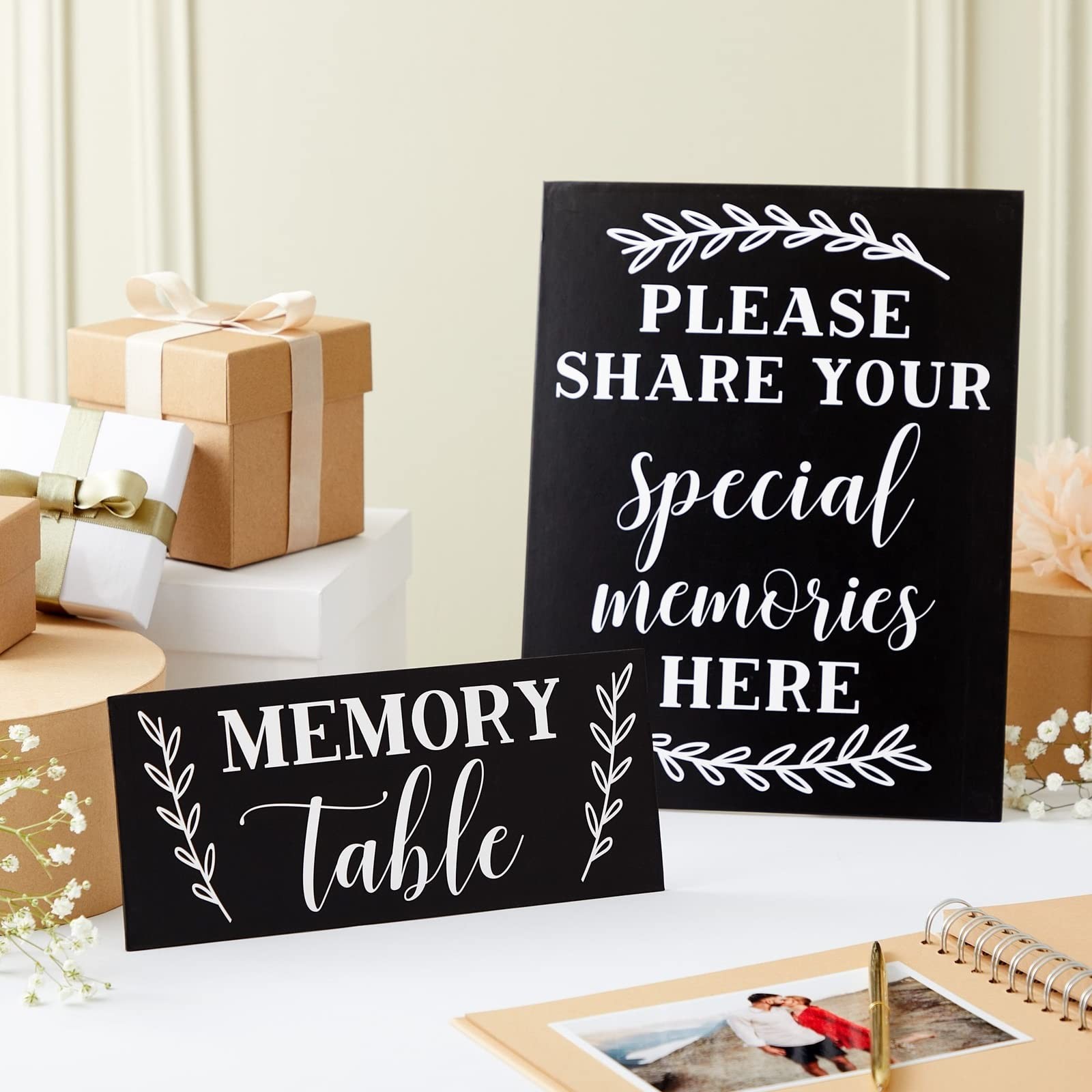Juvale Rectangular Memory Table Signs – Easel for Funeral Medium, Black