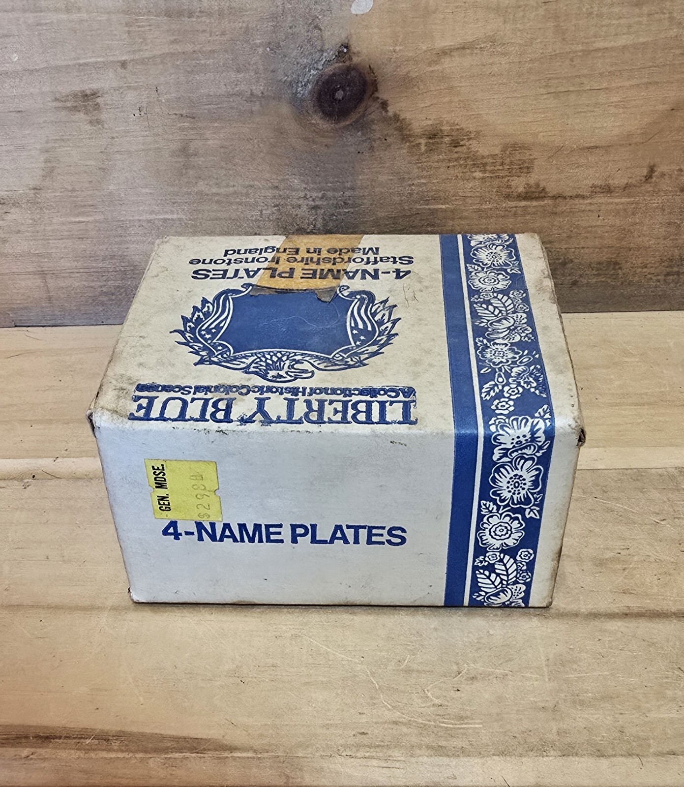 4 Liberty Blue Staffordshire Ironstone Name Plates 4 In Each Set.