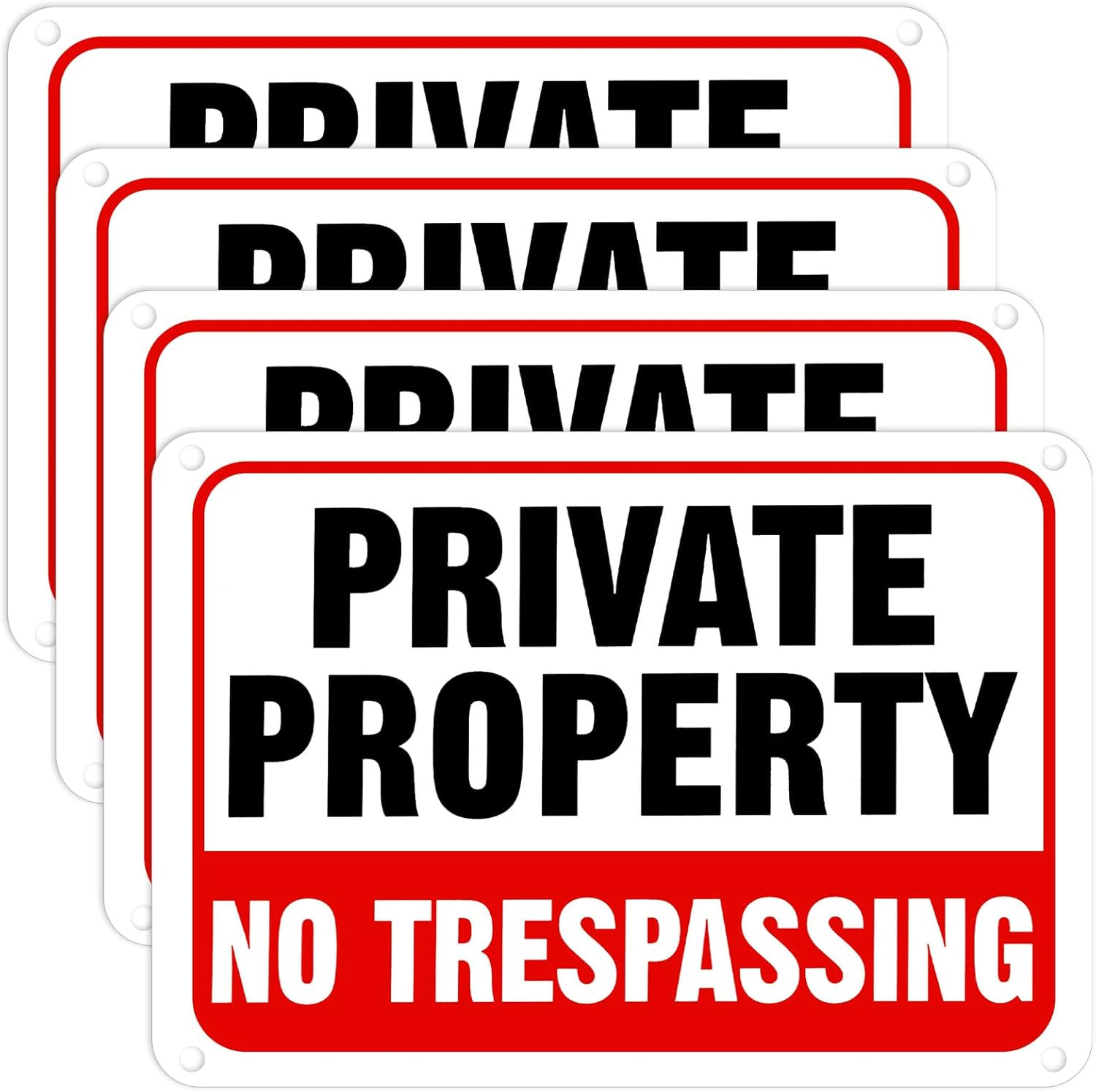 4 Pcs No Trespassing Signs Private Property Metal Reflective Aluminum No Tres…