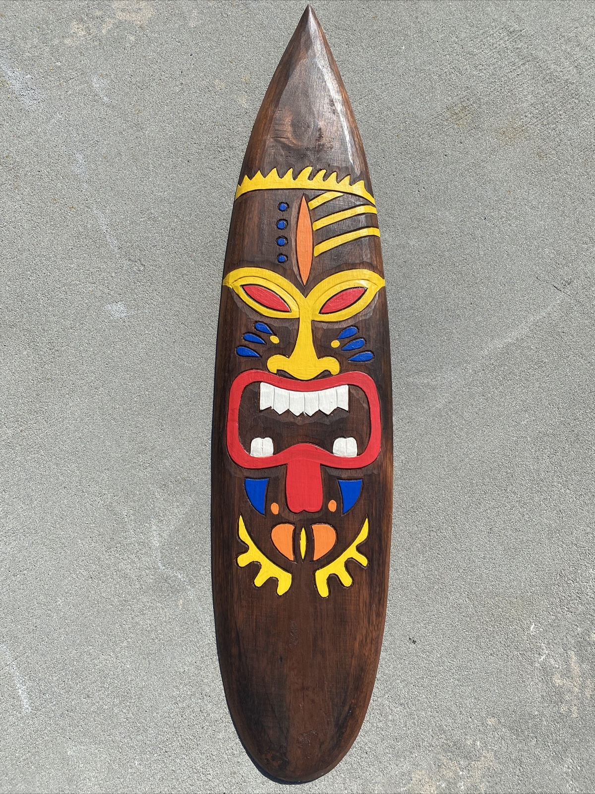 39” TIKI MAN SURFBOARD WOOD SIGN WALL ART TROPICAL TIKI DECOR PARROT