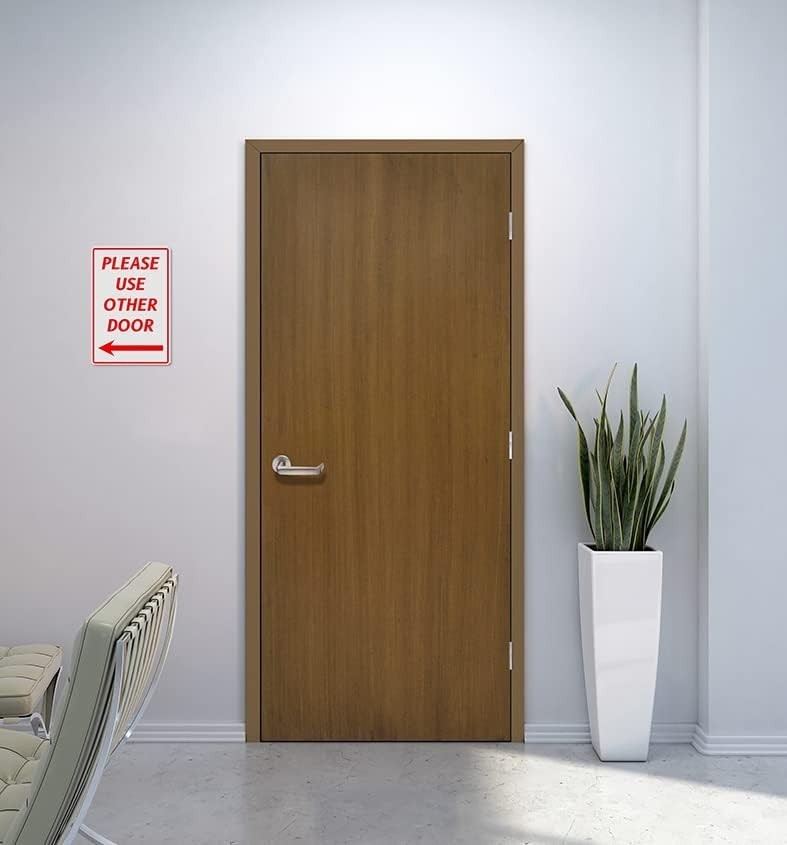 Elegant ‘Please Use Other Door’ Sign with Left Arrow, 12×8 Inches, Easy Mount