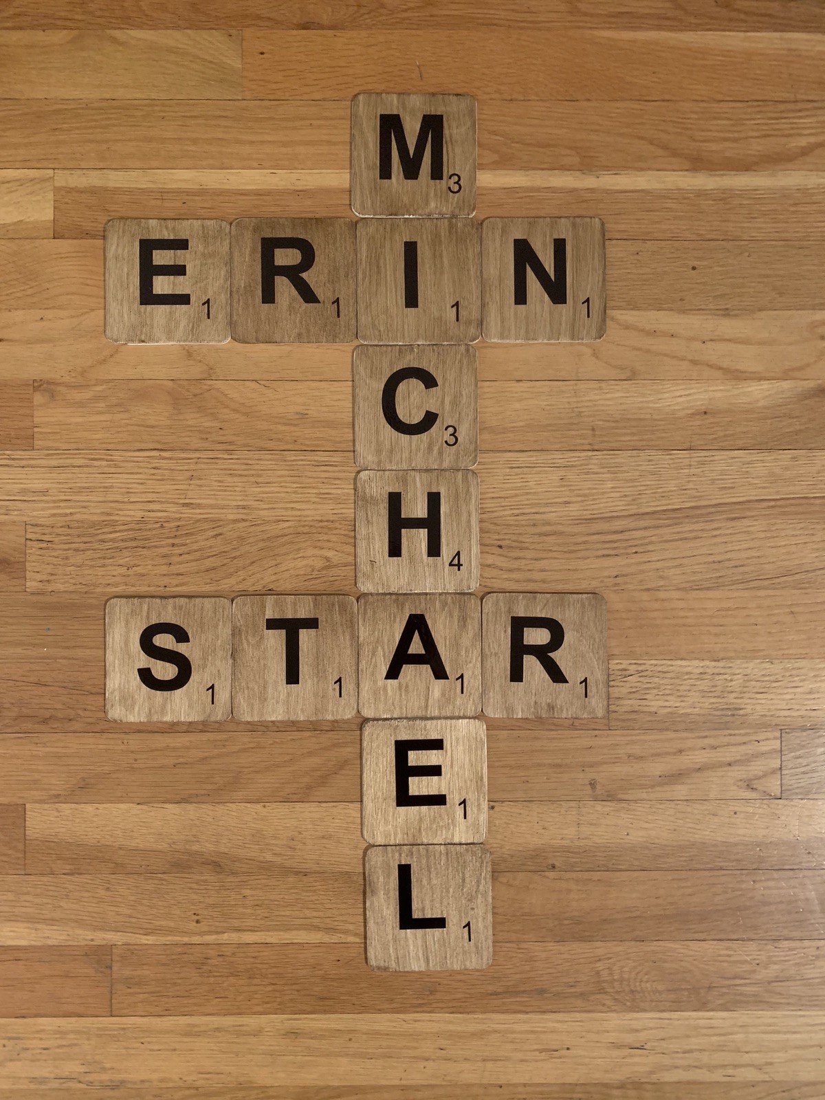 PERSONALIZED HAND CUT LARGE WALL ART SCRABBLE TILES – FINISHED WOOD 4in x 4in