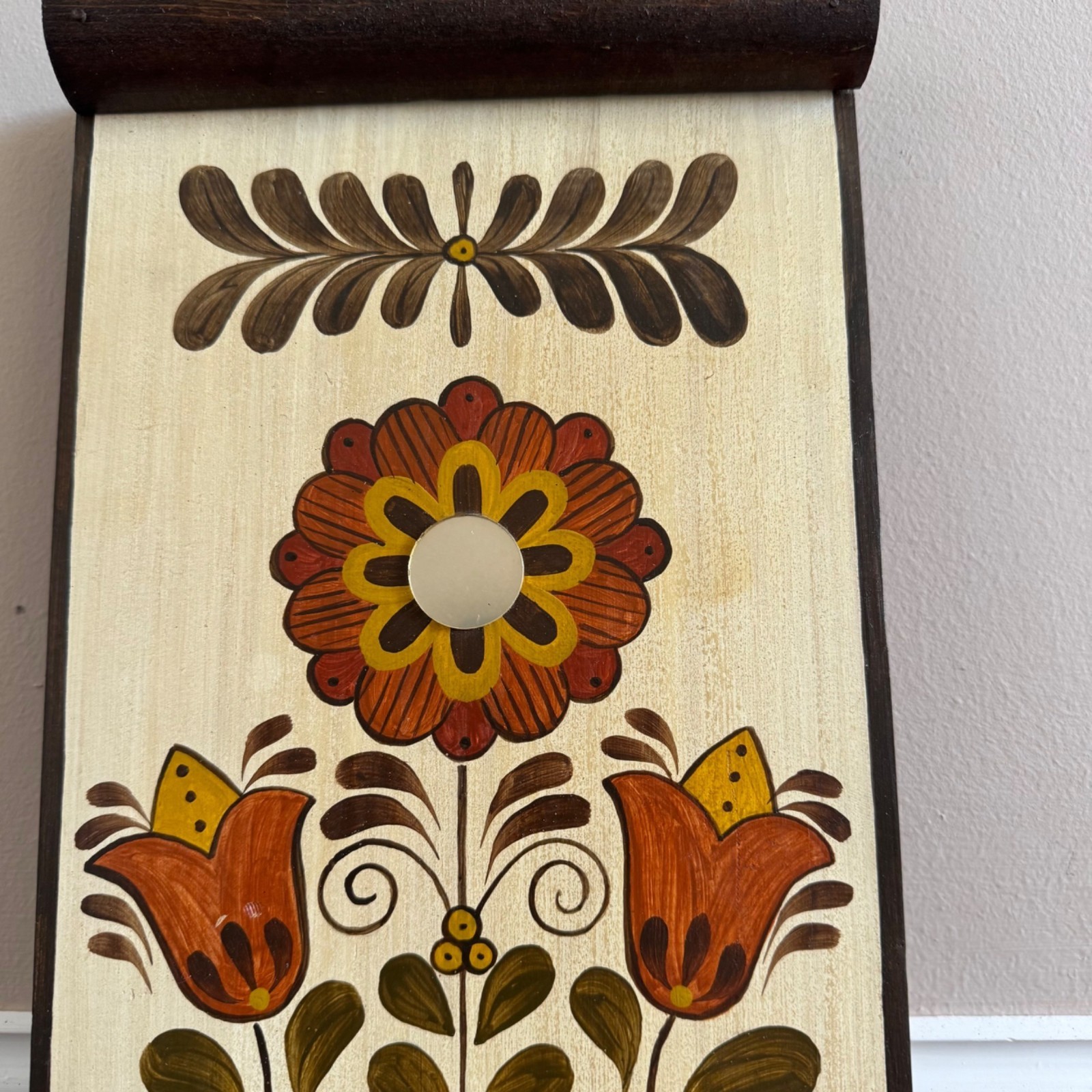 Hand-Painted Folk Art Wooden Wall Plaque With Heart & Floral Design
