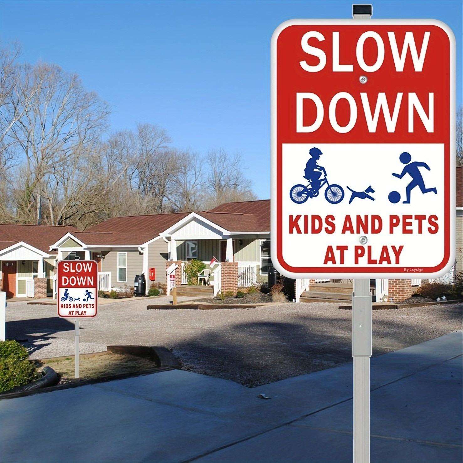 Safety Slow Down Sign Warning Street Signs Wall Decor Yard Driveway Metal Plaque