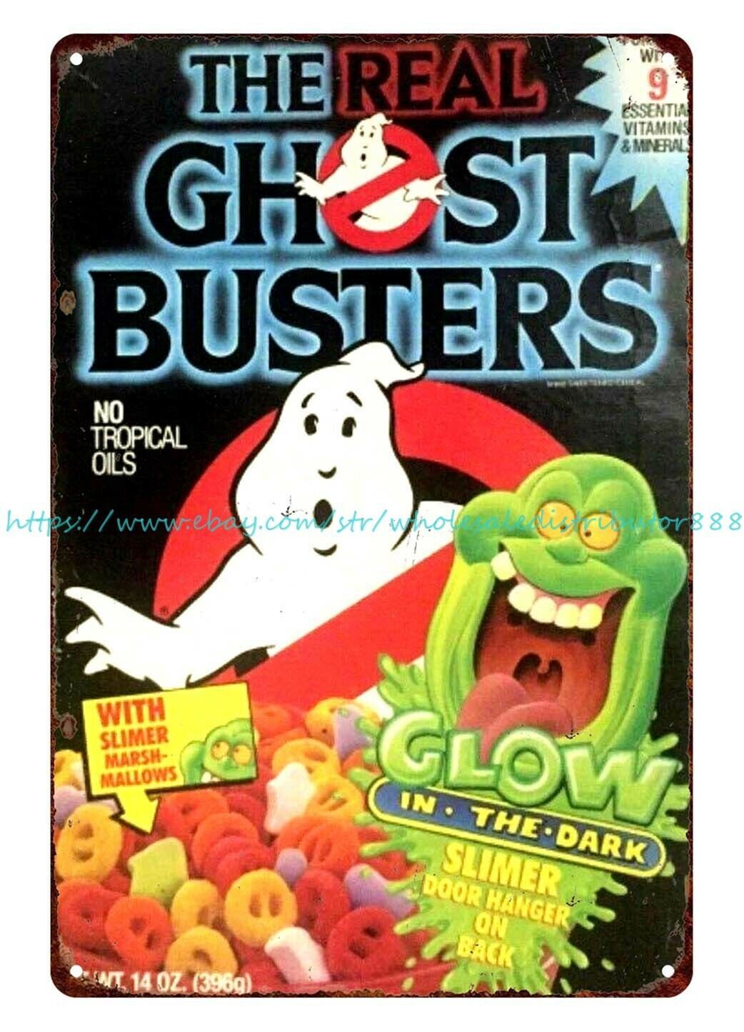 home metal wall decor Ghostbusters Cereal 1980s metal tin sign