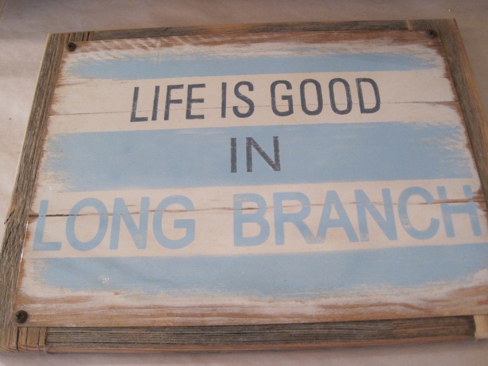 Life is Good in Long Branch Sign – Custom Town Wood Sign – Beach Decor – Plaque