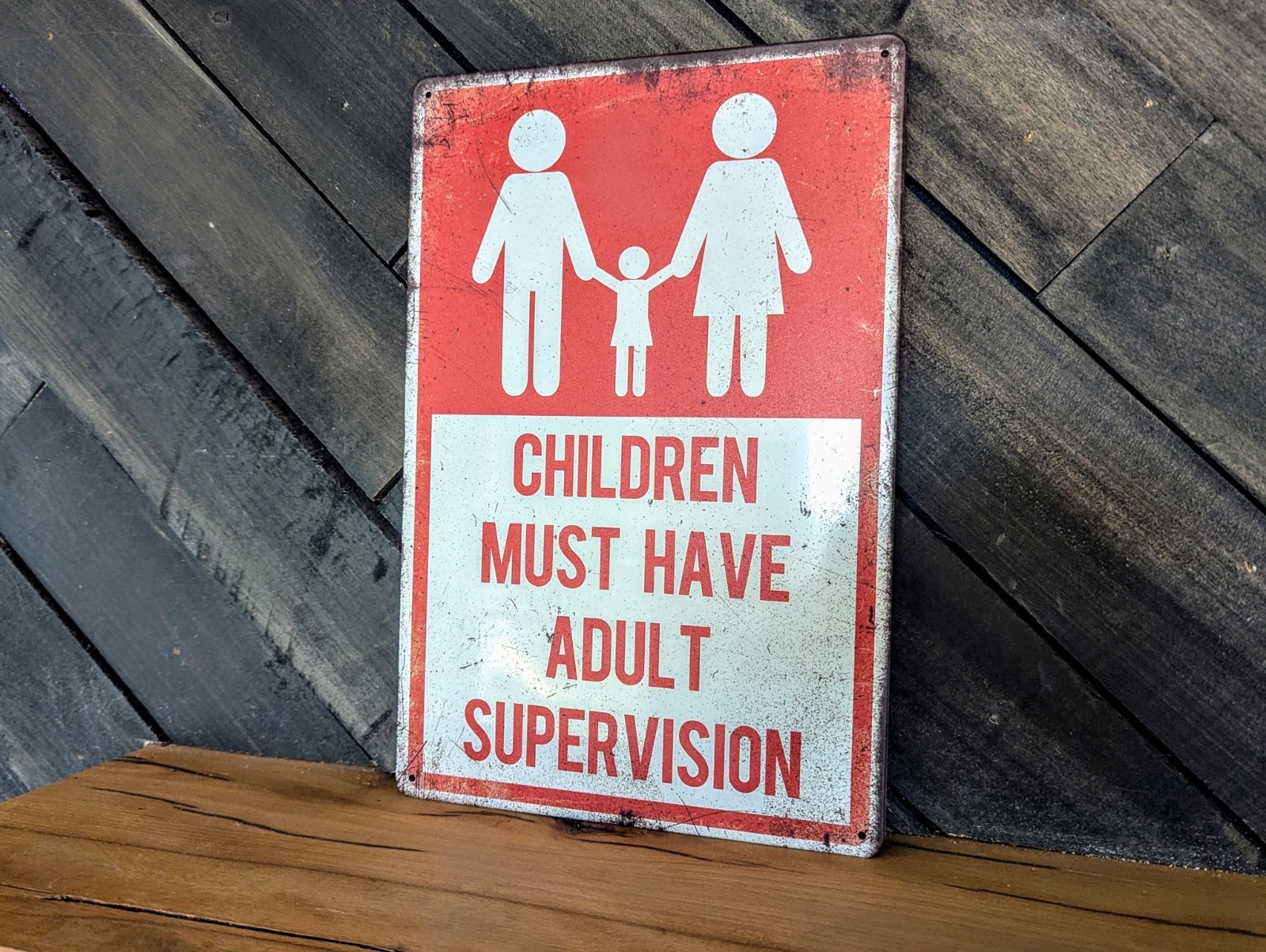 Children Must Have Adult Supervision Sign – Vintage Style Safety Decor – 8 x 12
