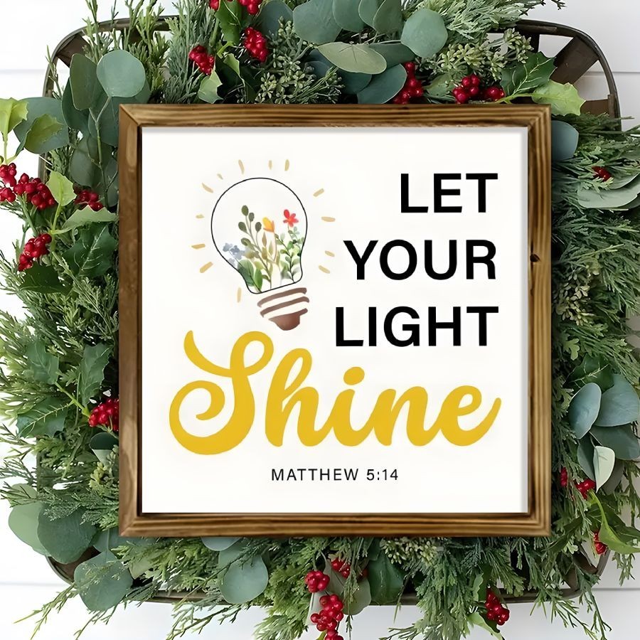 Retro Classic Black Yellow Scripture Typography Rustic Framed Wooden Plaque Gift