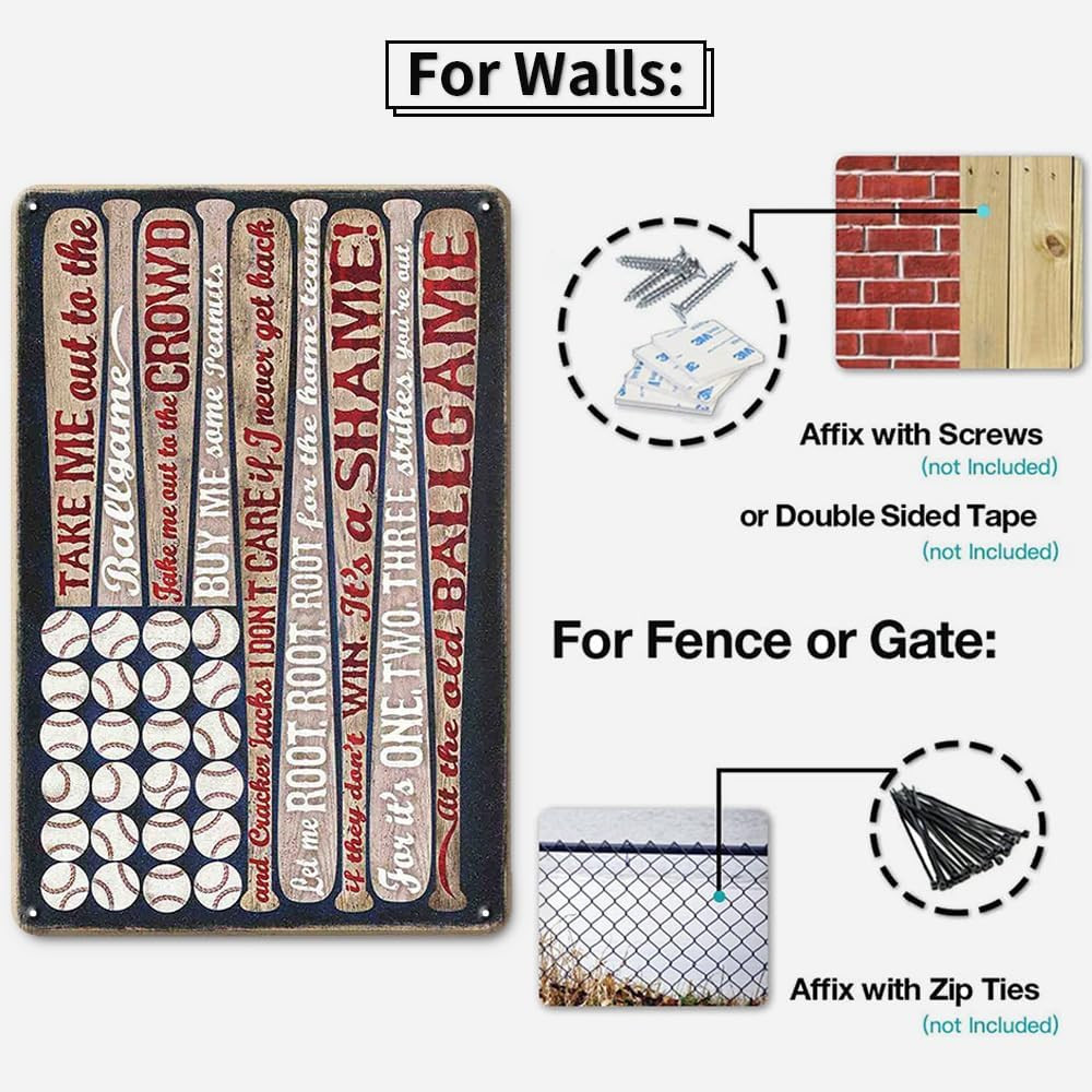 Metal Baseball Room Decor Sign – Vintage Tin Sign for Boys Room, Bedroom, Sports