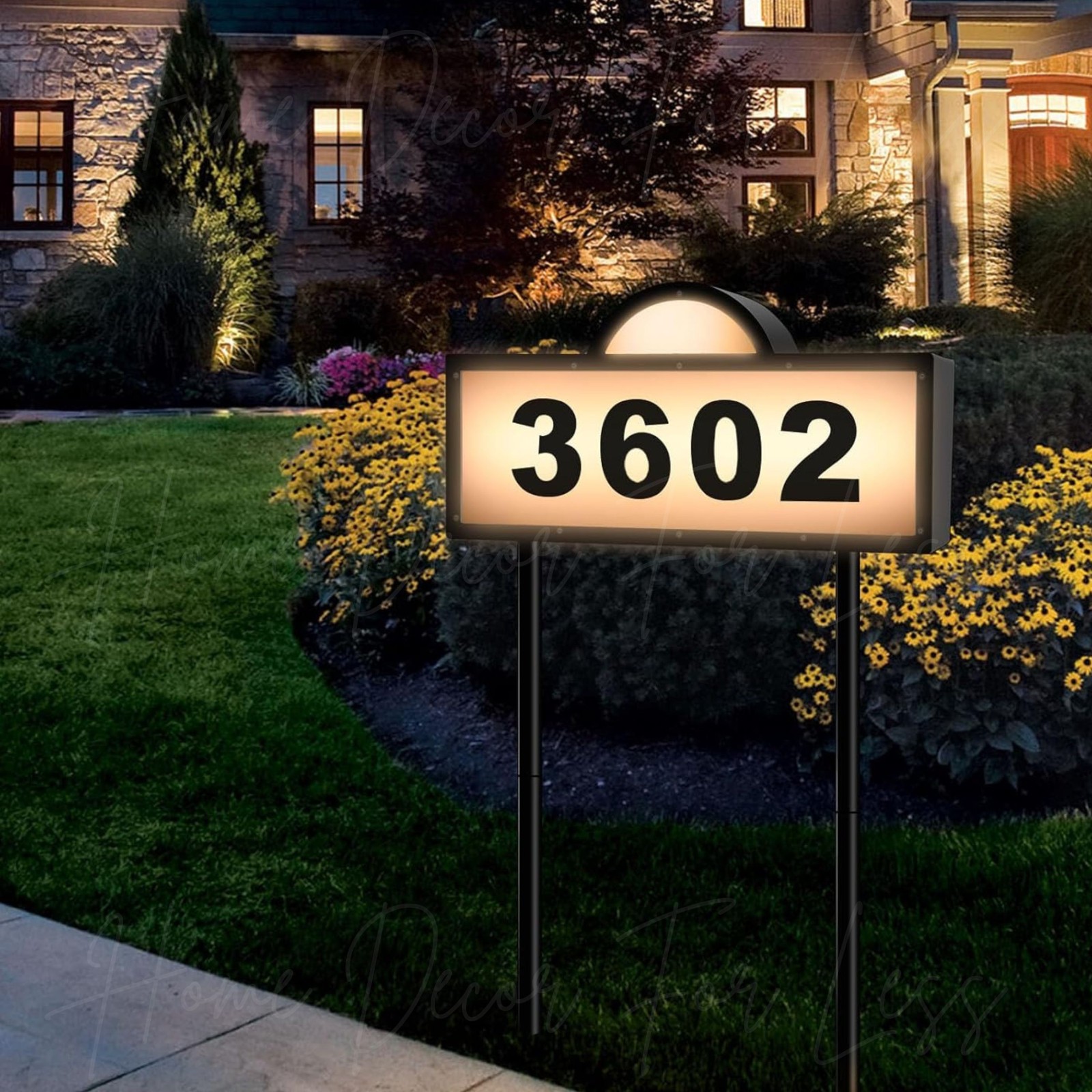 Solar LED House Address Number Sign Yard Stake Outdoor Lighted Wall Door Plaque