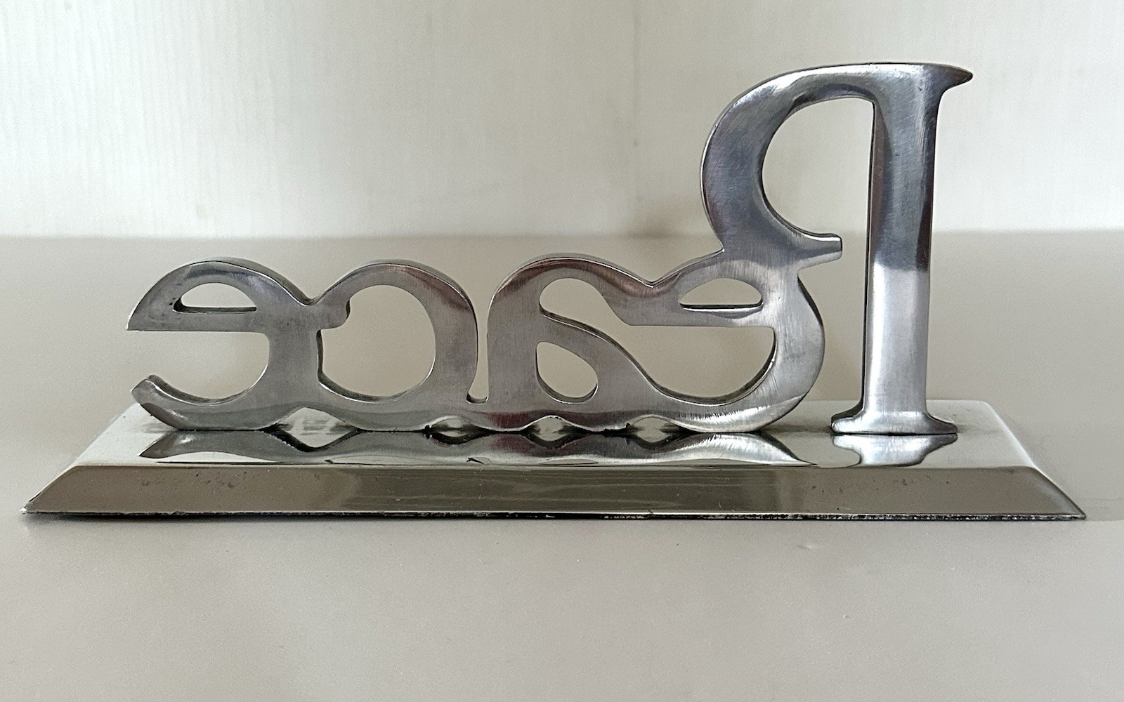 Silver Tone Metal 3D Freestanding Letters Love Peace Faith 3Piece Word Decor Set