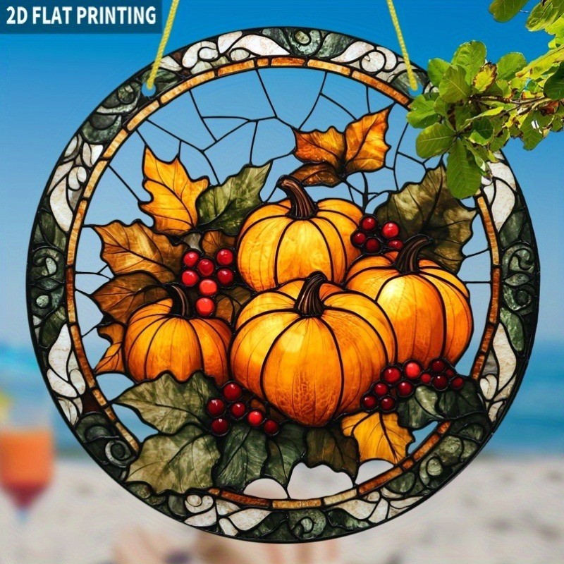 Bohemian Autumn Harvest Sun Catcher 8*8in Round Acrylic Decor Gifts Halloween