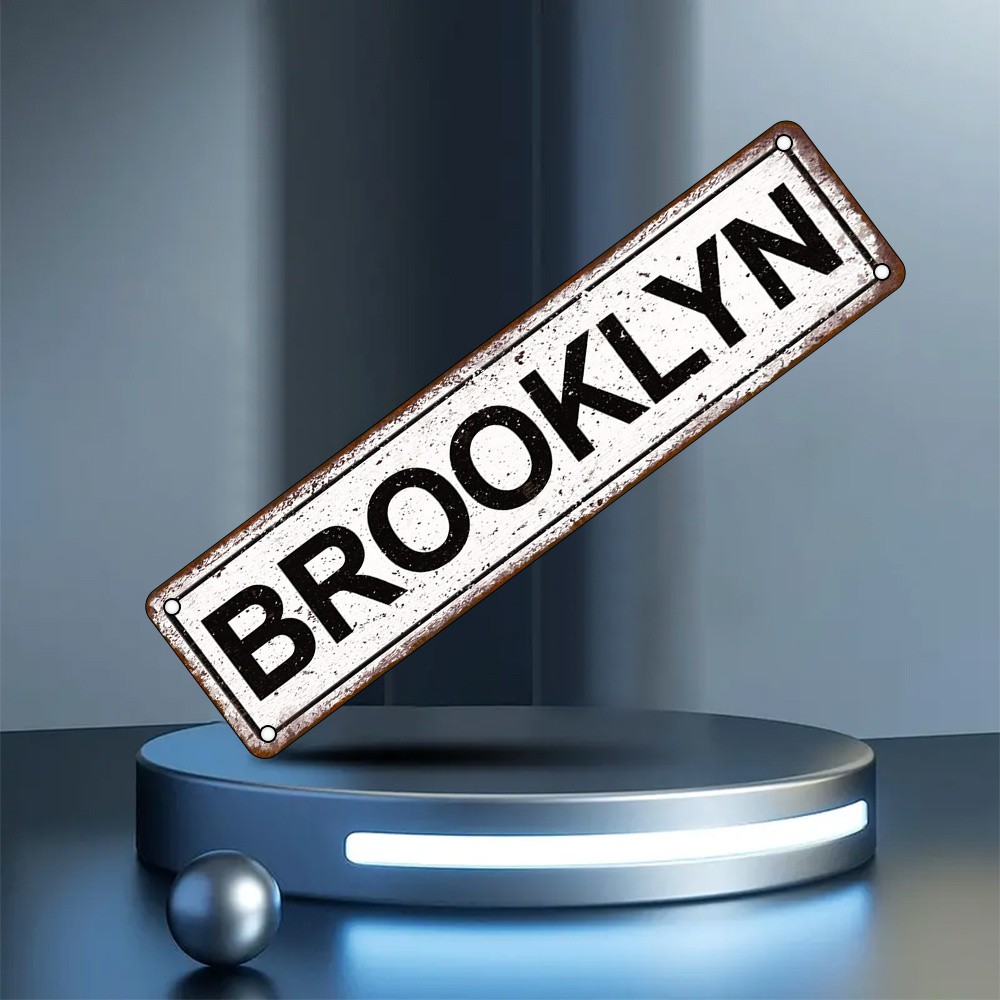 Brooklyn Metal Sign Vintage Rustic Wall Art Indoor/Outdoor Holiday Home Decor