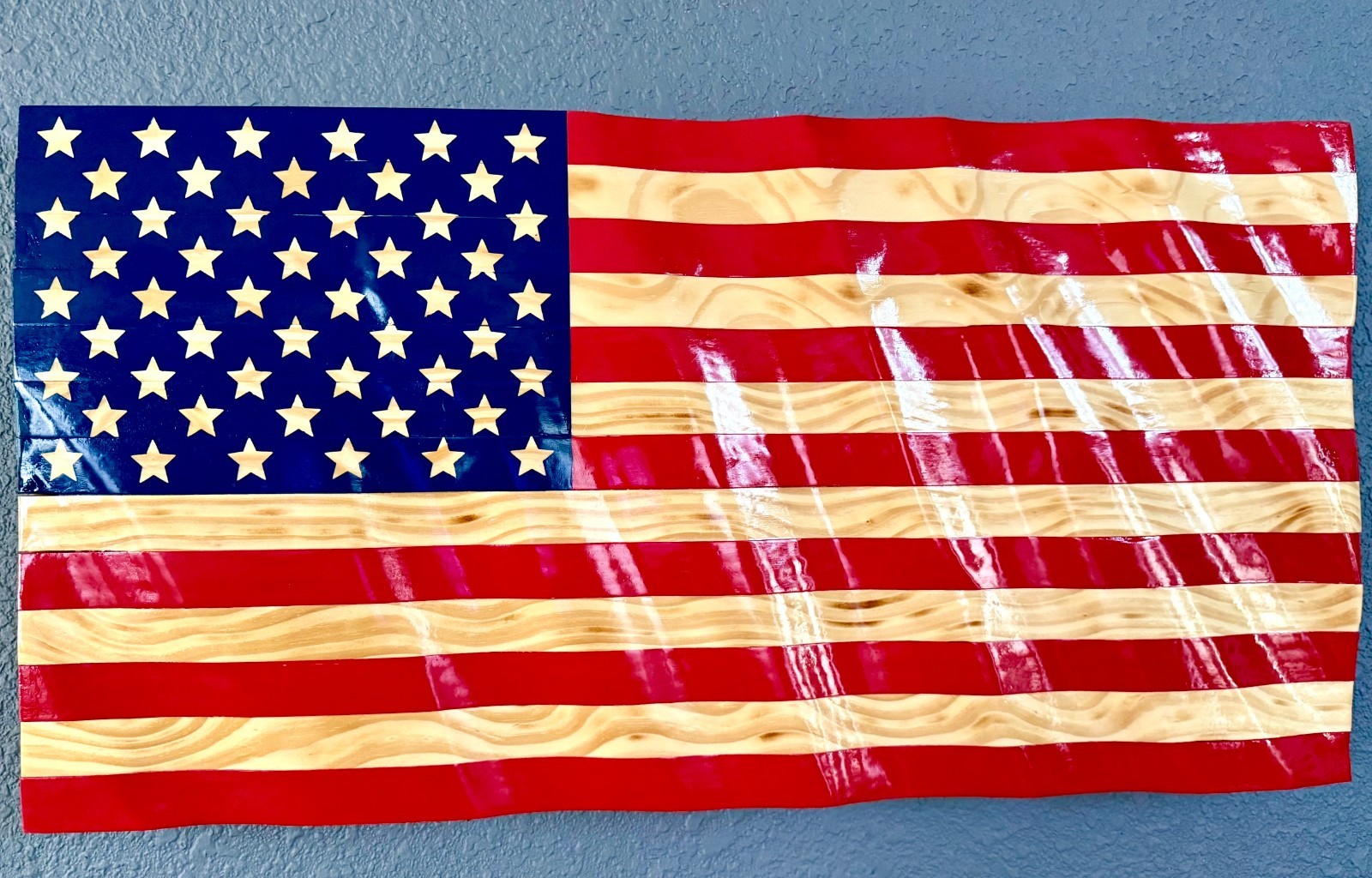 Wooden American Wavy Flag “Old Glory” Wall hanging