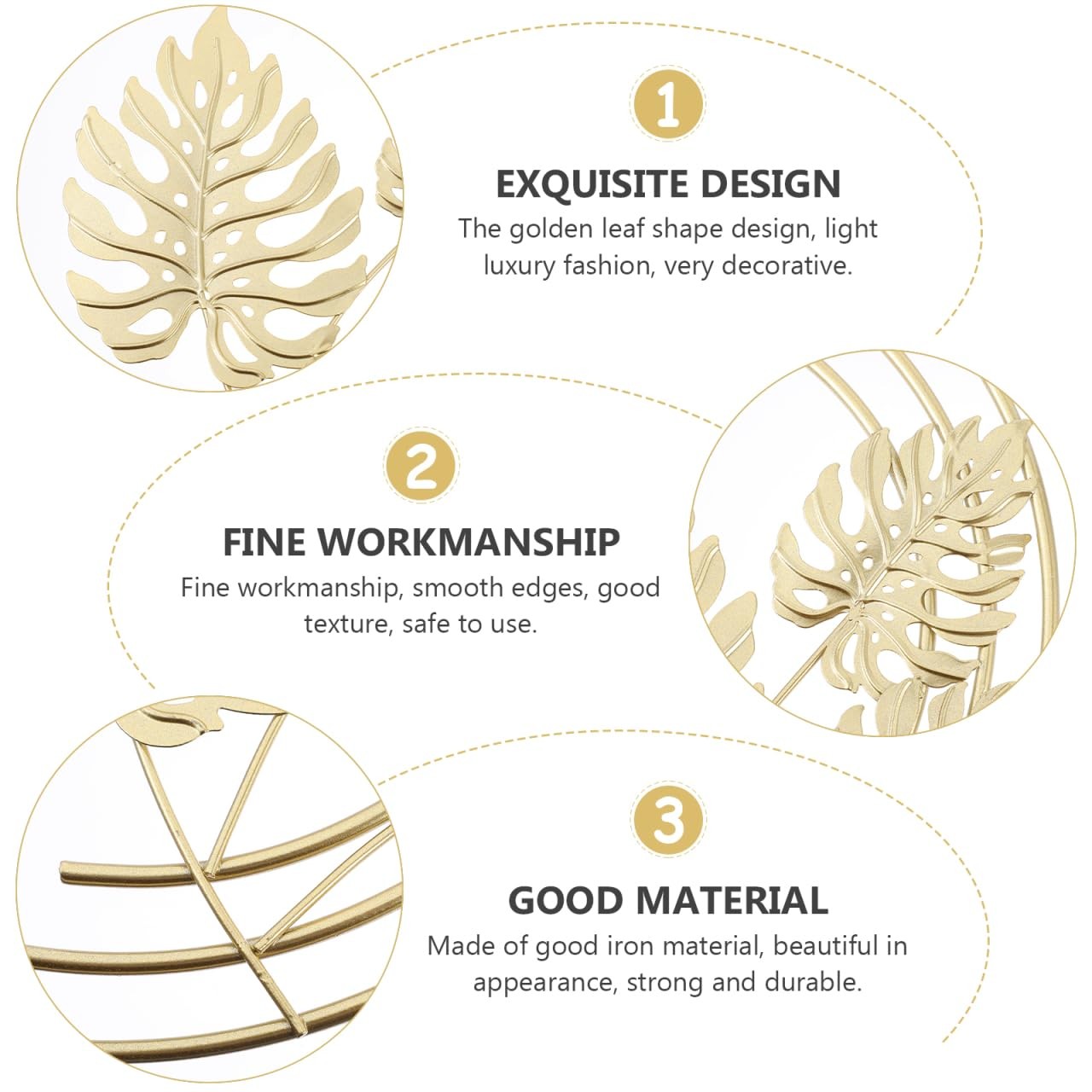 Gold Metal Leaf Wall Decor 3D Iron Leaf Sculpture 9.05X6.29 Inch Indoor Room …