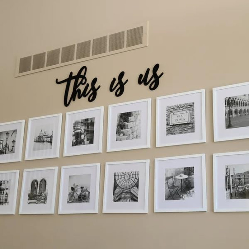 Black Wooden This Is Us Sign for Family Wall Plaques, Farmhouse Entryway Decorat