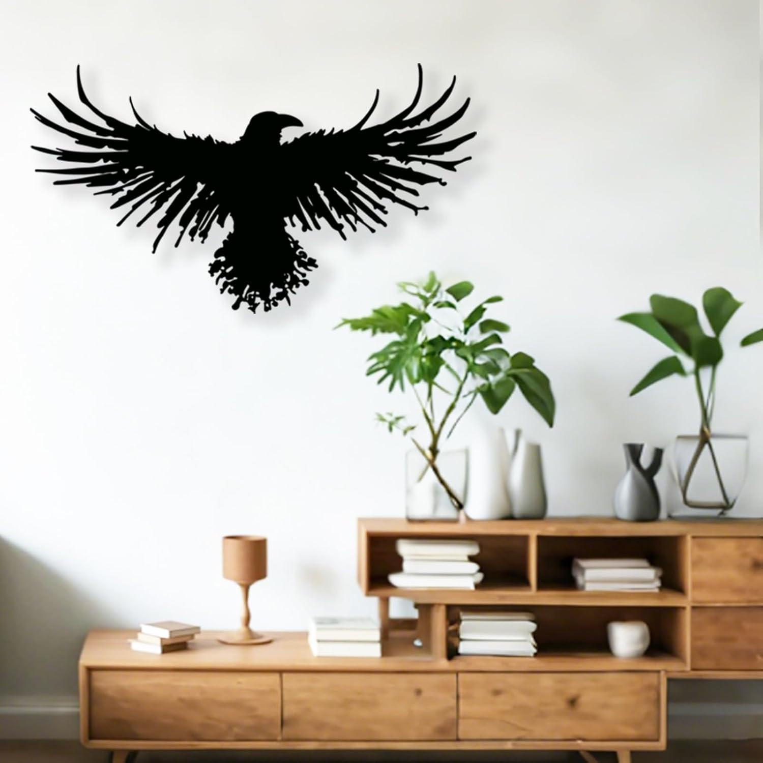 Metal Viking Raven Wall Art Norse Mythology Crow Wall Decor with Gothic