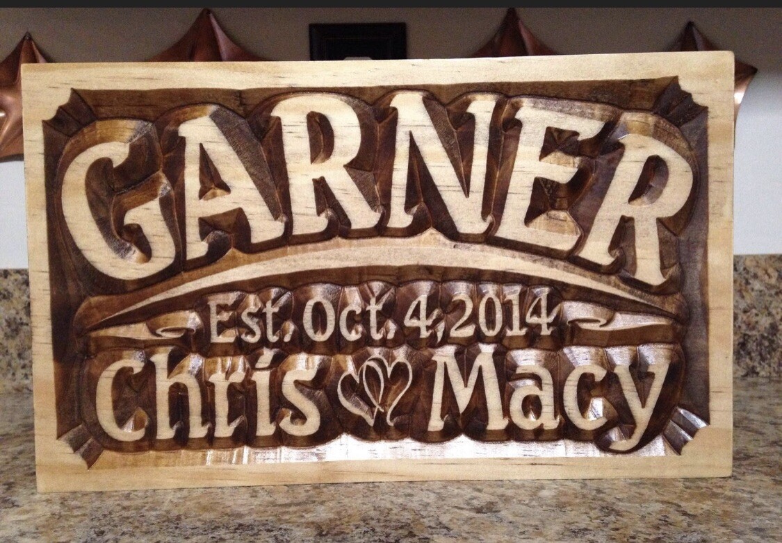Personalized Wedding Gift Family Name Signs Carved Custom Wooden Sign Last Name