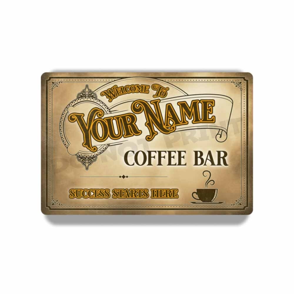 Personalize Coffee Bar Sign Vintage Old Light Café Metal Sign Coffee 4X6 or 8X12