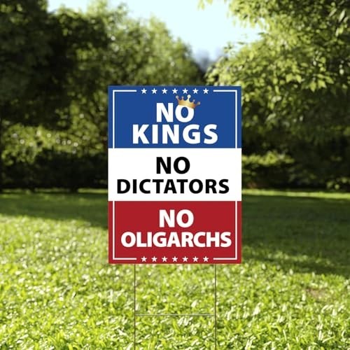 No Kings In America Sign No Kings No Dictators Protest Sign Double Sided Corr…