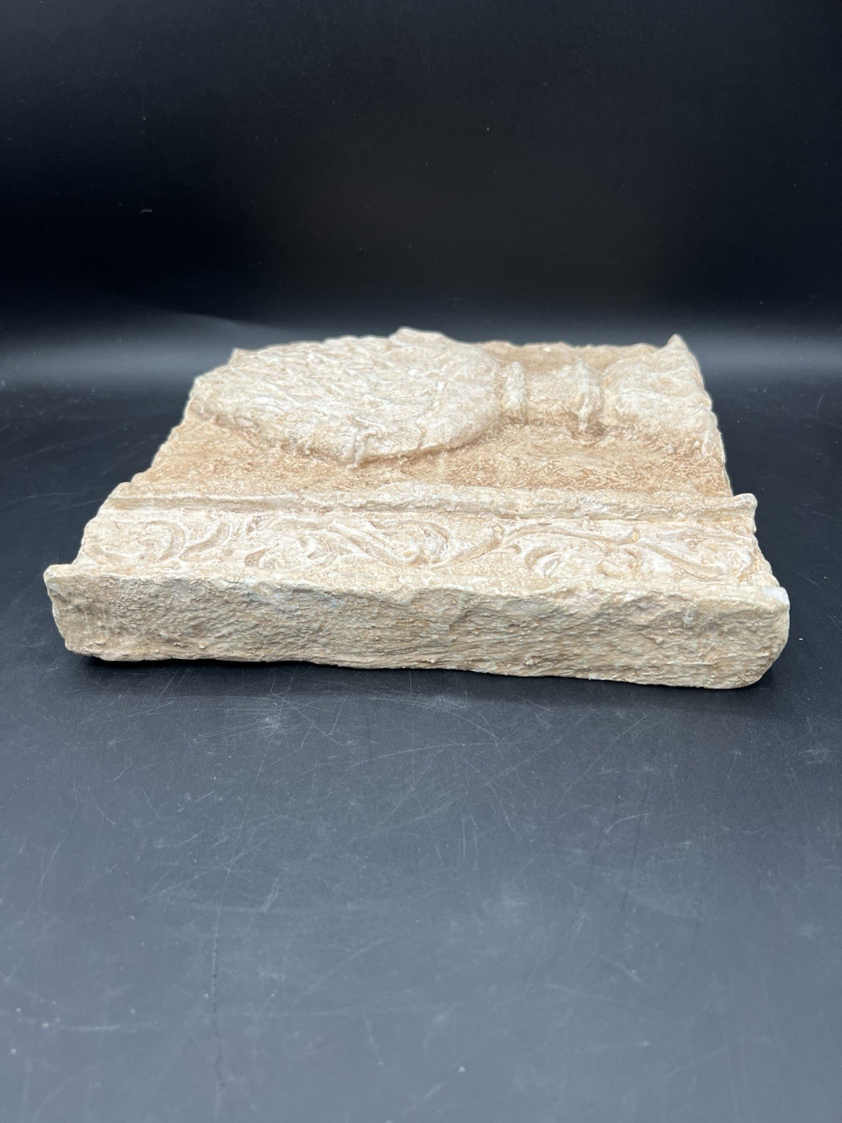 Ornate Wall Art Pineapple Plaque Stone Look Resin 9”x9”- 1.5” Textured Bordered